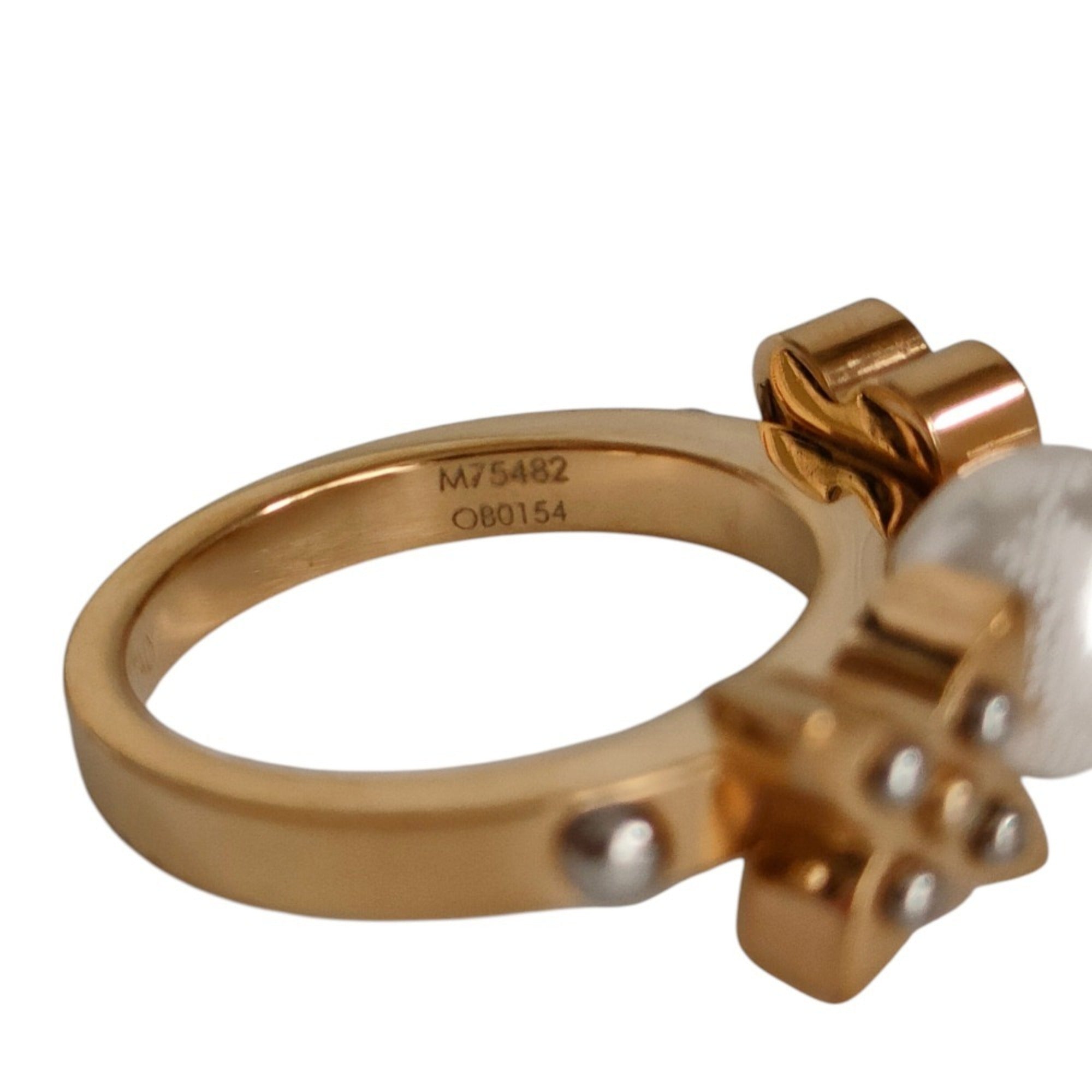 LOUIS VUITTON Charmy Pearl Ring, Gold Color, Women's M75482 M 1 — Like New