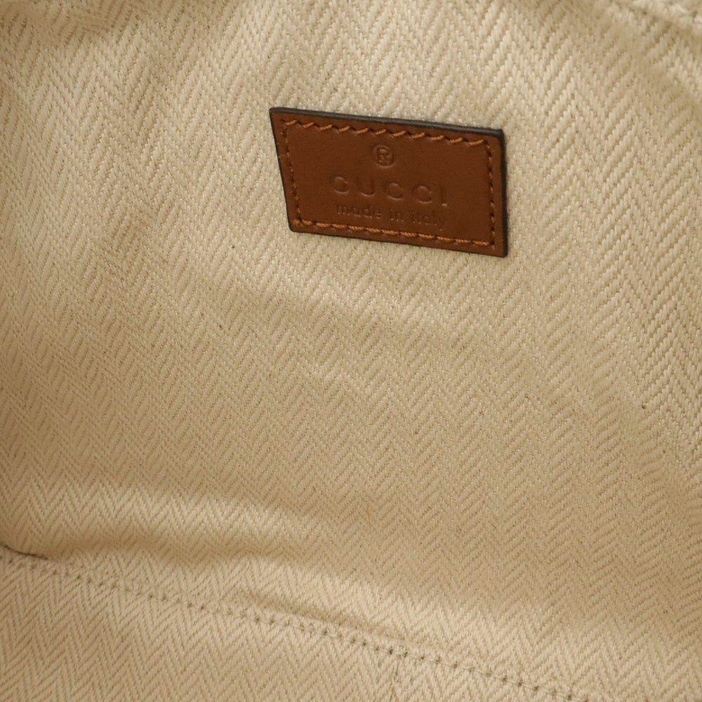 GUCCI GG Emblem Shoulder Bag, Canvas and Leather, Beige/Brown, 821216 — New - Store Return