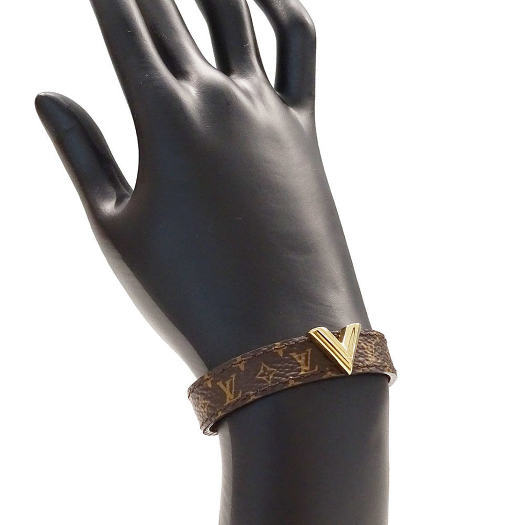 Louis Vuitton Essential V Bracelet, Women's, Monogram Canvas, Brown, M6042G, Size 15, Slim, Logo
