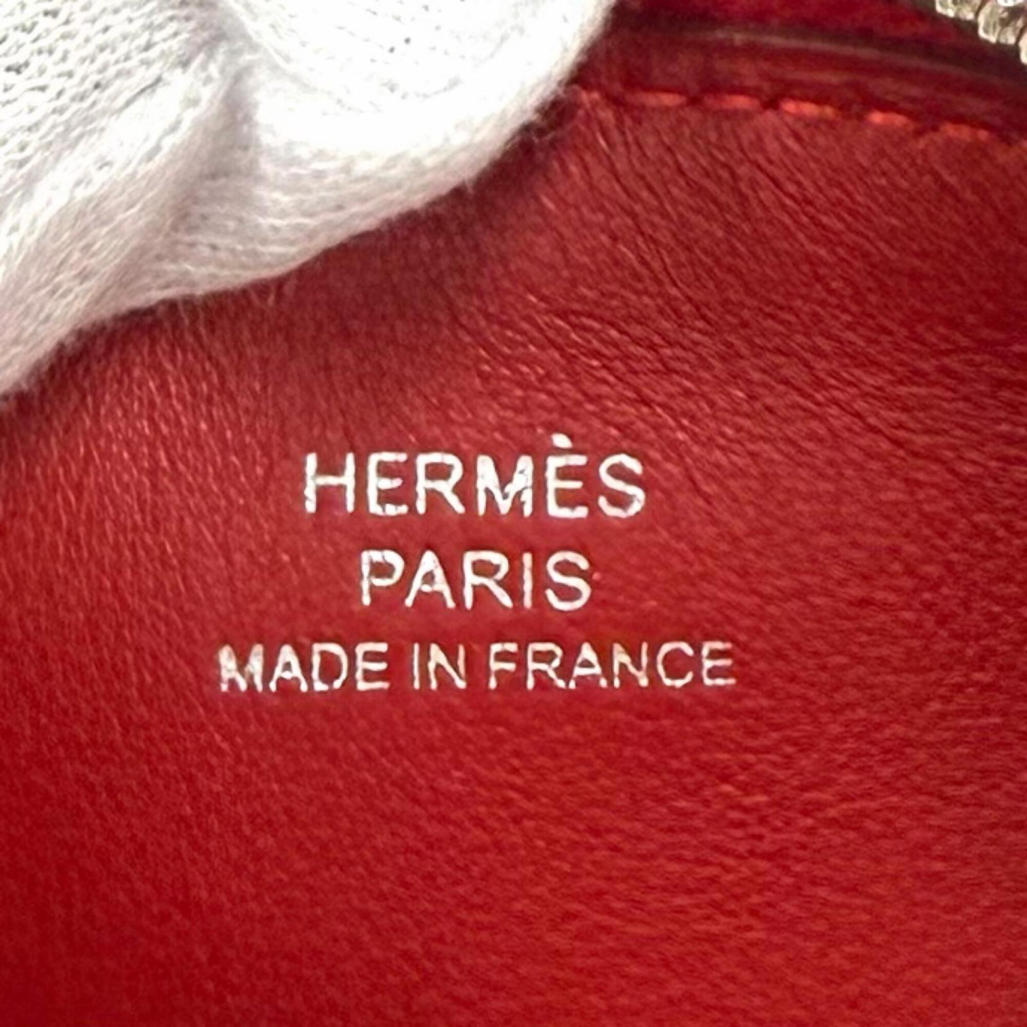HERMES Carre Pocket Pink Veau Swift Round Zip Mini Pouch D Stamp Made in France Women's Comes with Box — Like New