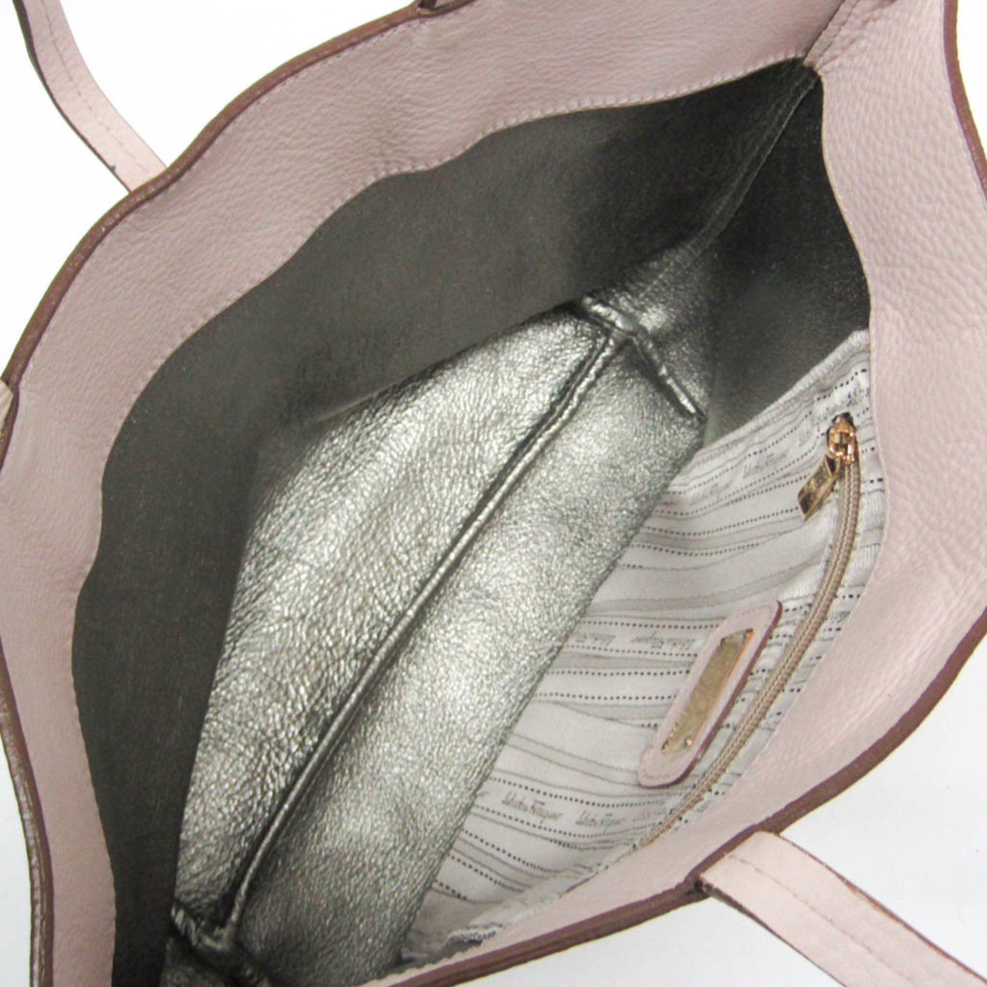 Salvatore Ferragamo Gancini FJ-21 C391 Women's Leather Tote Bag Light Pink