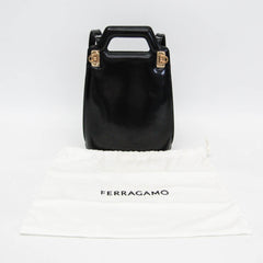 Salvatore Ferragamo Gancini Wanda DH-21 3494 Women's Leather Handbag,Shoulder Bag Black — Like New
