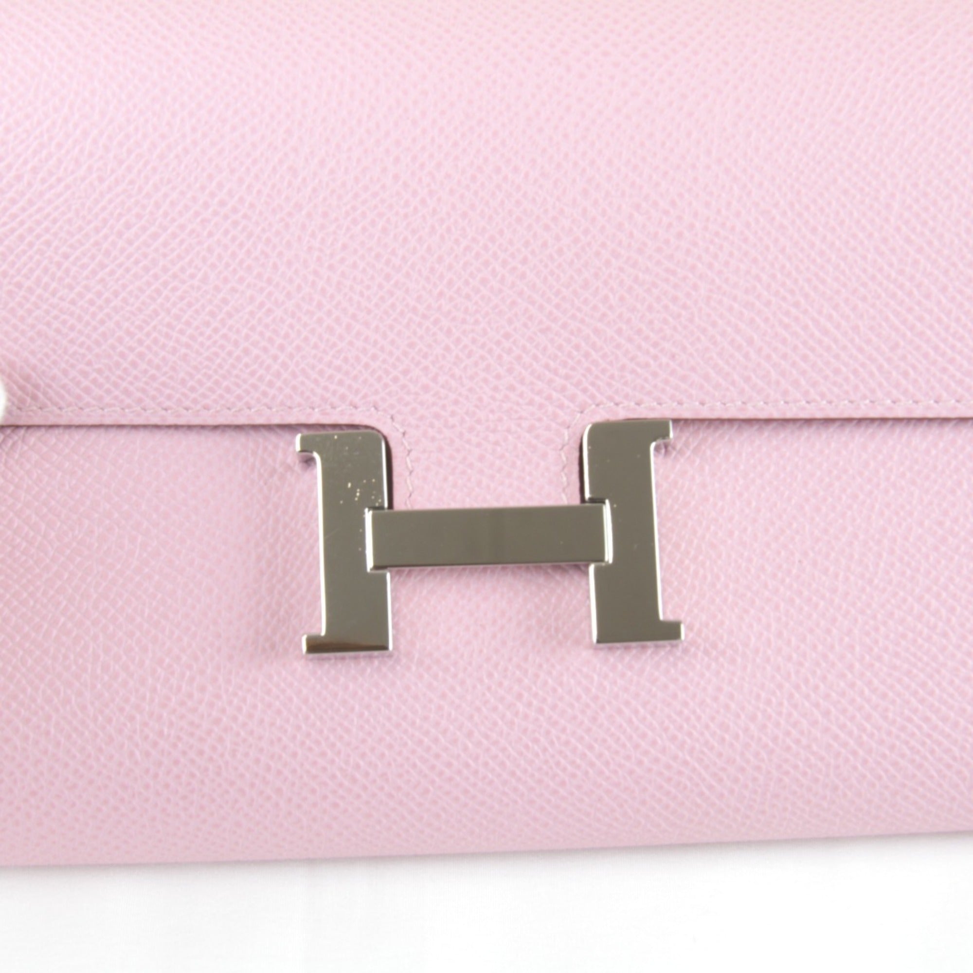HERMES Constance Two Go Z-stamped shoulder bag, leather, pink, women's, mini size, pochette — Like New