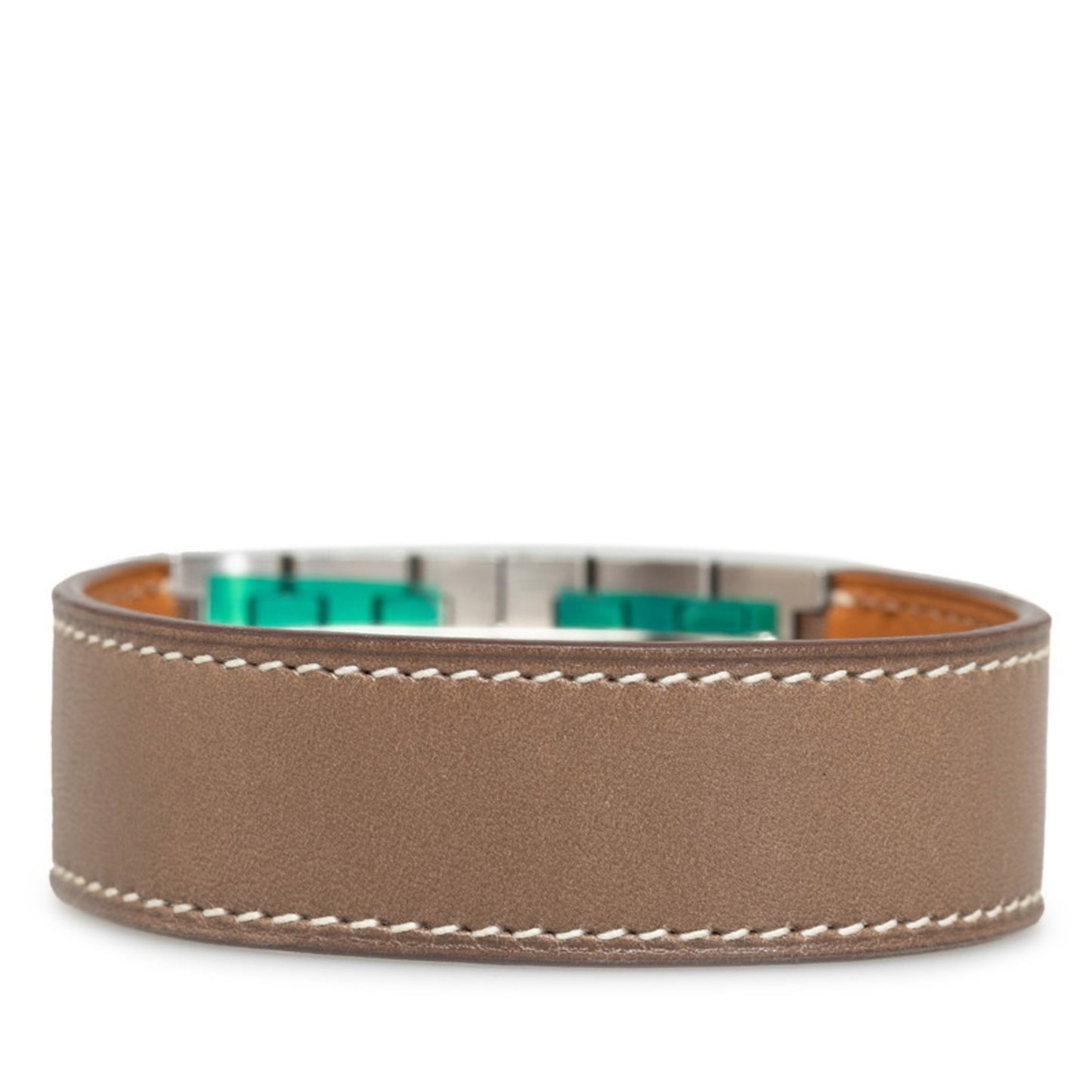 Hermes Bracelet Bangle Brown Leather Metal Ladies HERMES