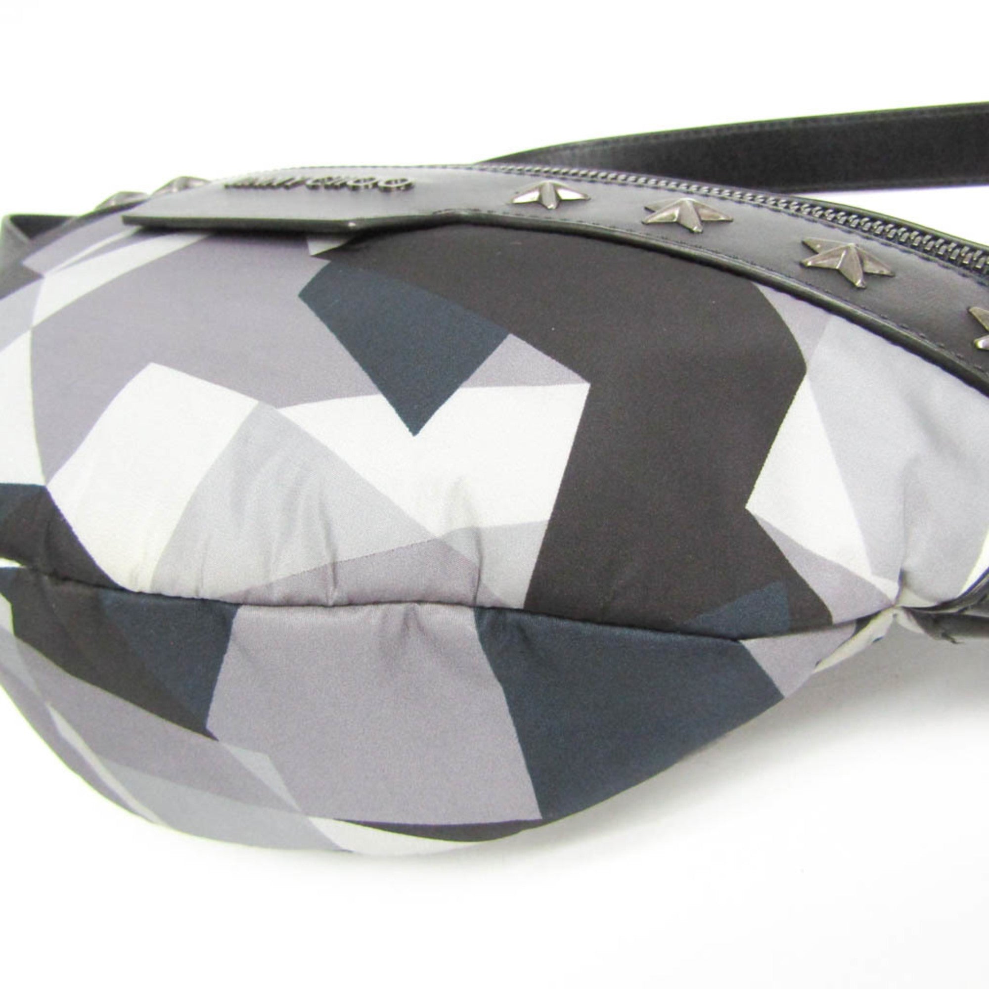 Jimmy Choo DERRY CNX Star Studs Men,Women Leather,Nylon Studded Fanny Pack,Sling Bag Black,Gray