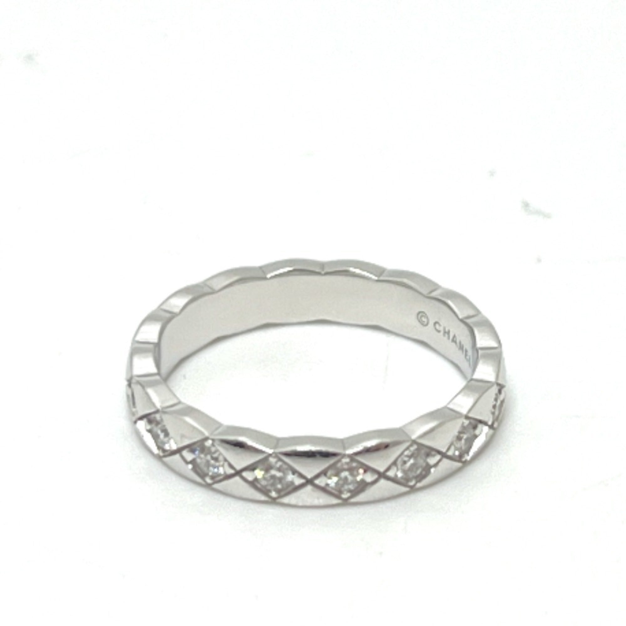 CHANEL J11871 Coco Crush Full Diamond Ring, 18K White Gold, Women's, Silver, Like New — Like New