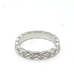 CHANEL J11871 Coco Crush Full Diamond Ring, 18K White Gold, Women's, Silver, Like New — Like New