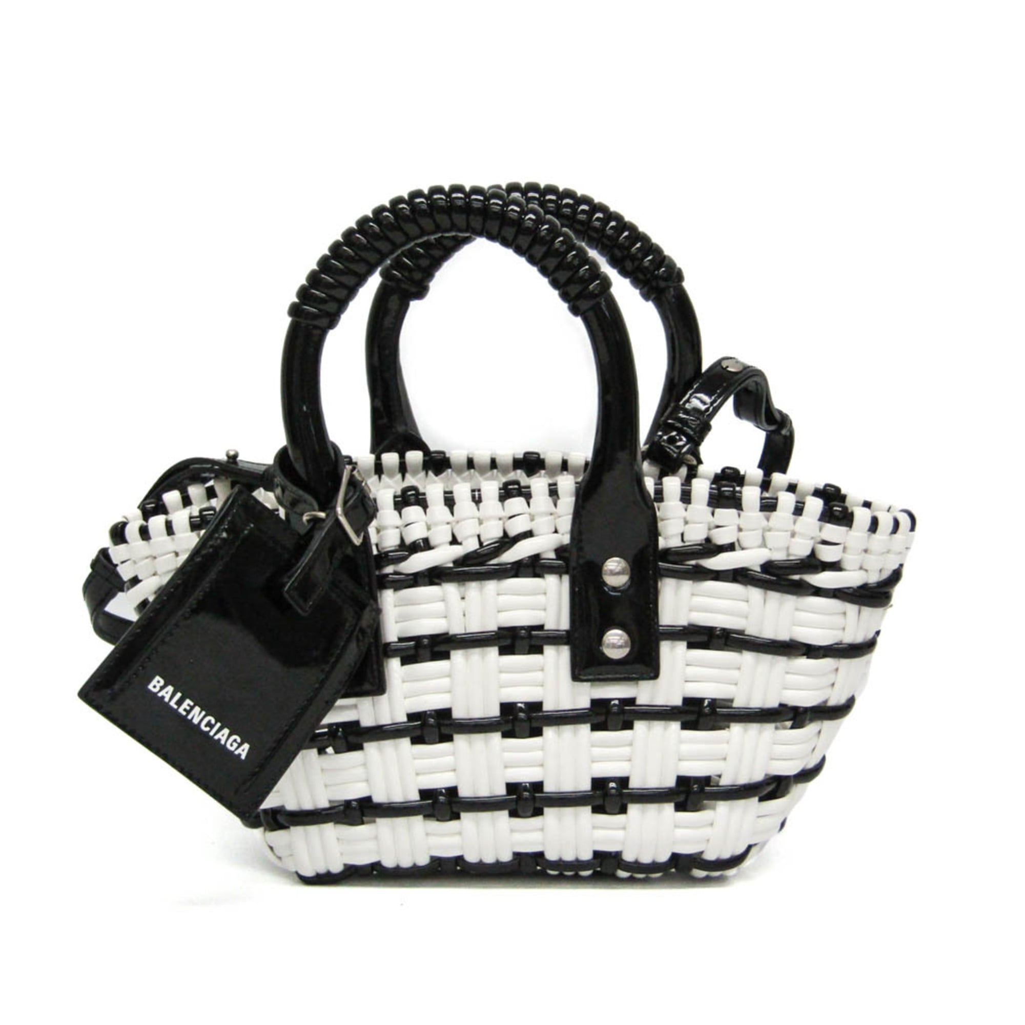 Balenciaga Bistro XXS 678028 Women's Leather Handbag,Shoulder Bag Black,White — Like New
