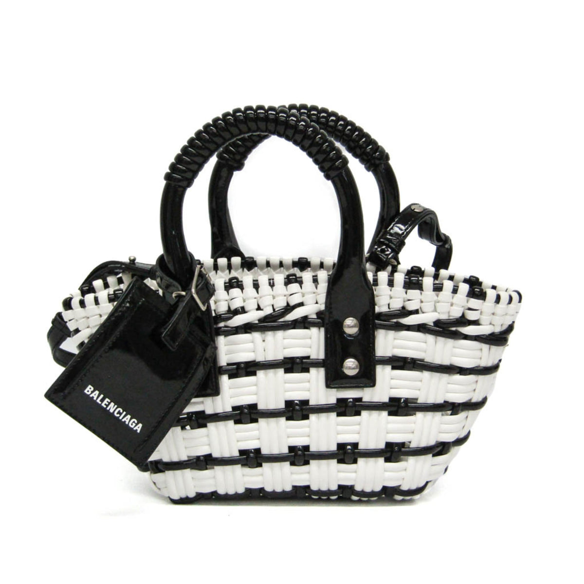 Balenciaga Bistro XXS 678028 Women's Leather Handbag,Shoulder Bag Black,White — Like New