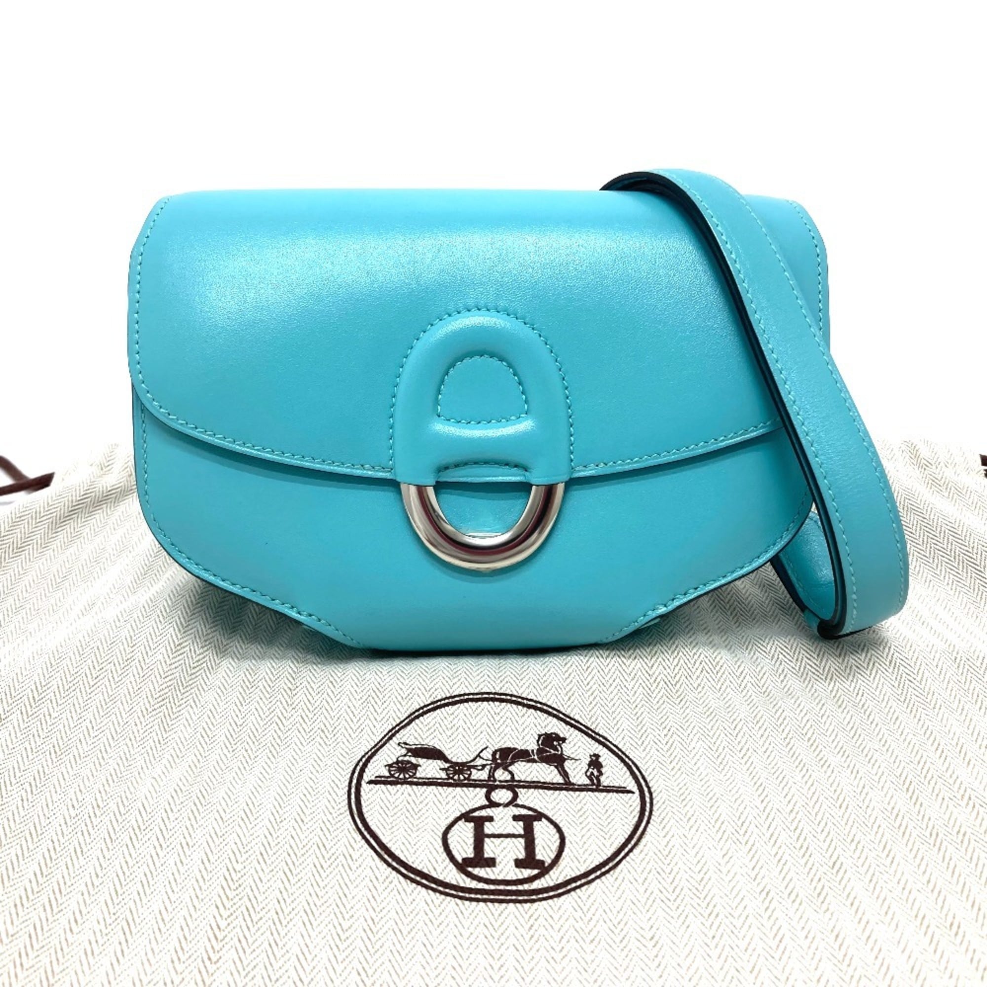 HERMES Mini Cherche Midi 2-Way Handbag/Shoulder Bag, Tadelakt, Boys, Blue Atoll — Like New