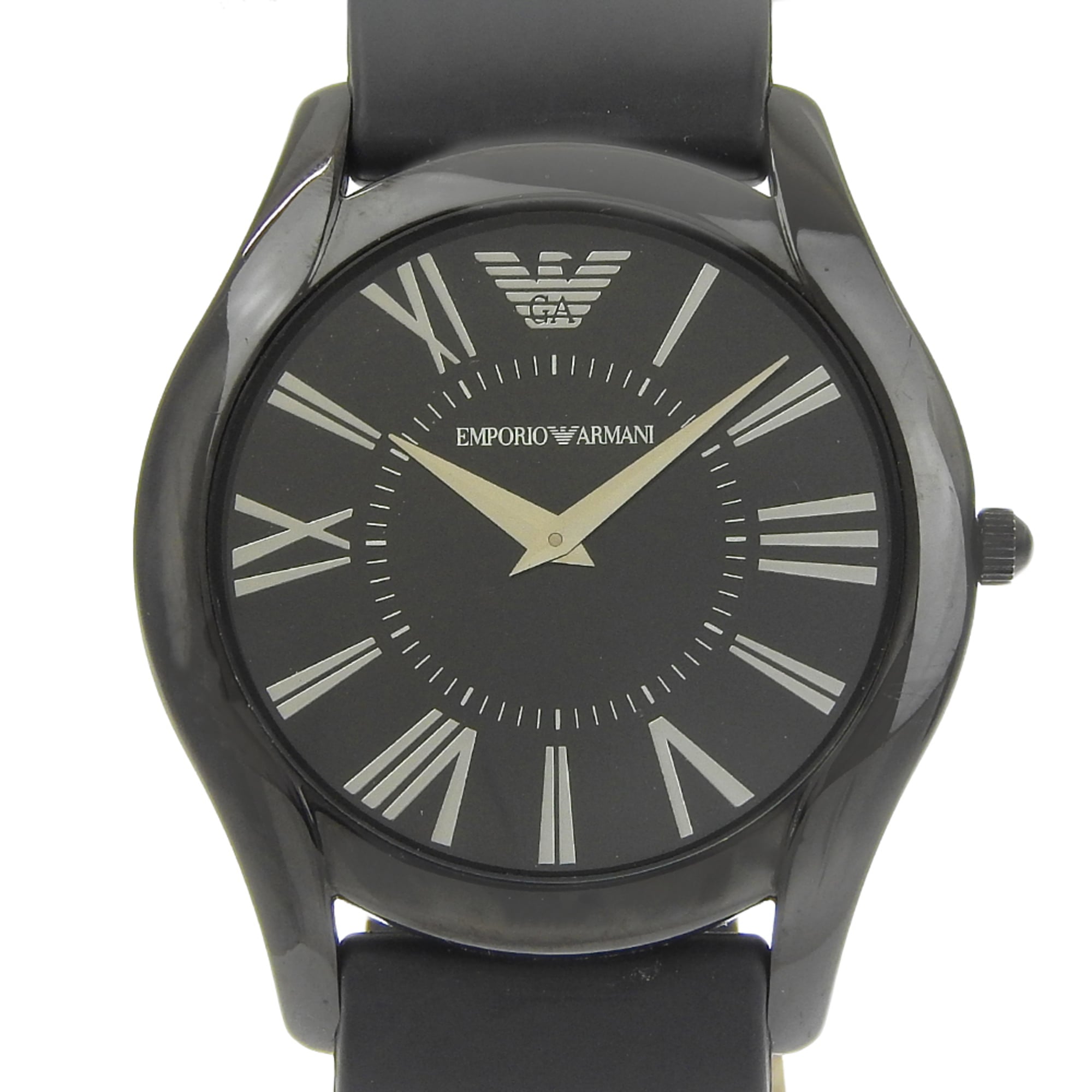 Emporio Armani AR-2059 Men's Watch, Stainless Steel x Rubber, Quartz, Analog, Black Dial — Good