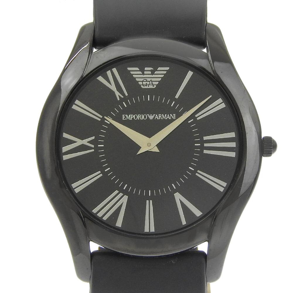 Emporio Armani AR-2059 Men's Watch, Stainless Steel x Rubber, Quartz, Analog, Black Dial — Good