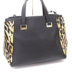 JIMMY CHOO Leopard handbag shoulder bag leather pony for women black — Like New