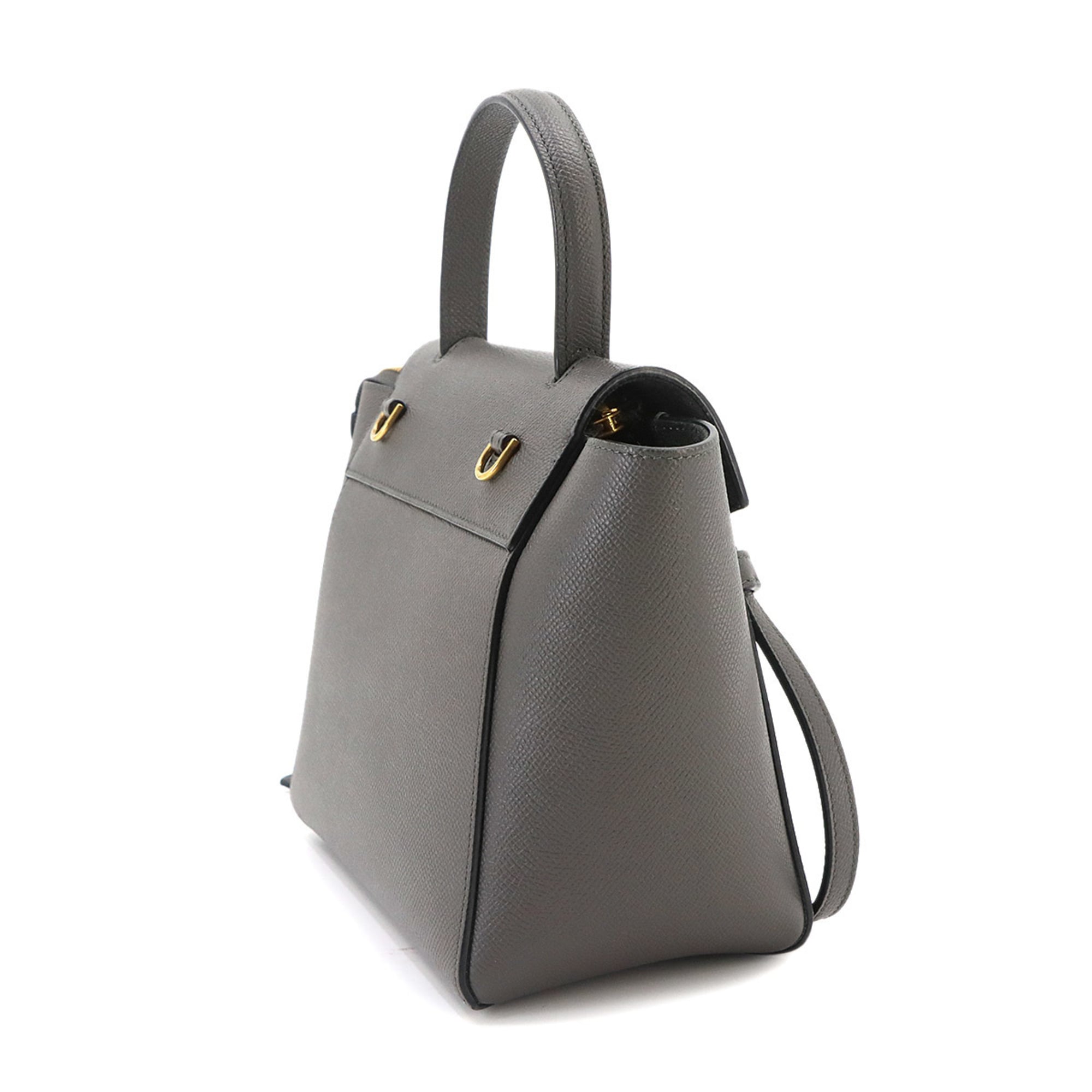 Celine CELINE Bag Waist Nano 2-way Hand Shoulder Handbag Leather Gray 189003 Belt — Like New