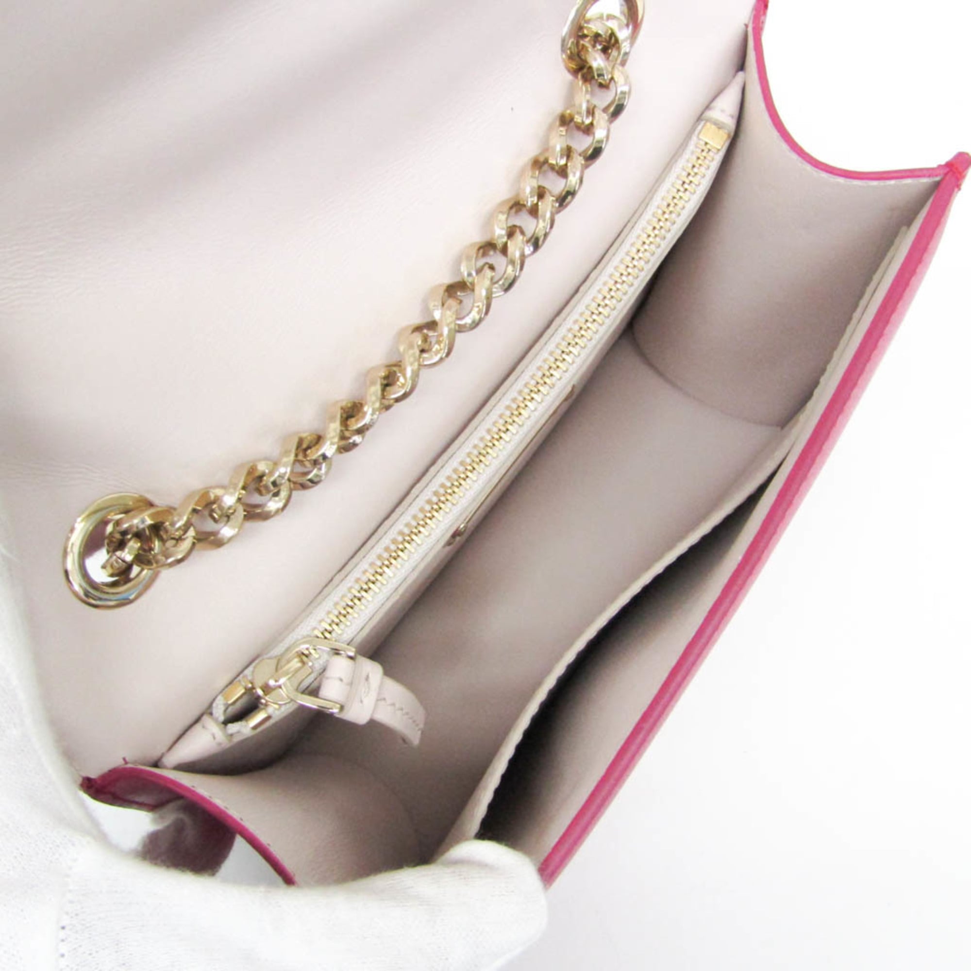 Salvatore Ferragamo Vara Ribbon New Bianco FZ-21 G 877 Women's Leather Shoulder Bag Pink