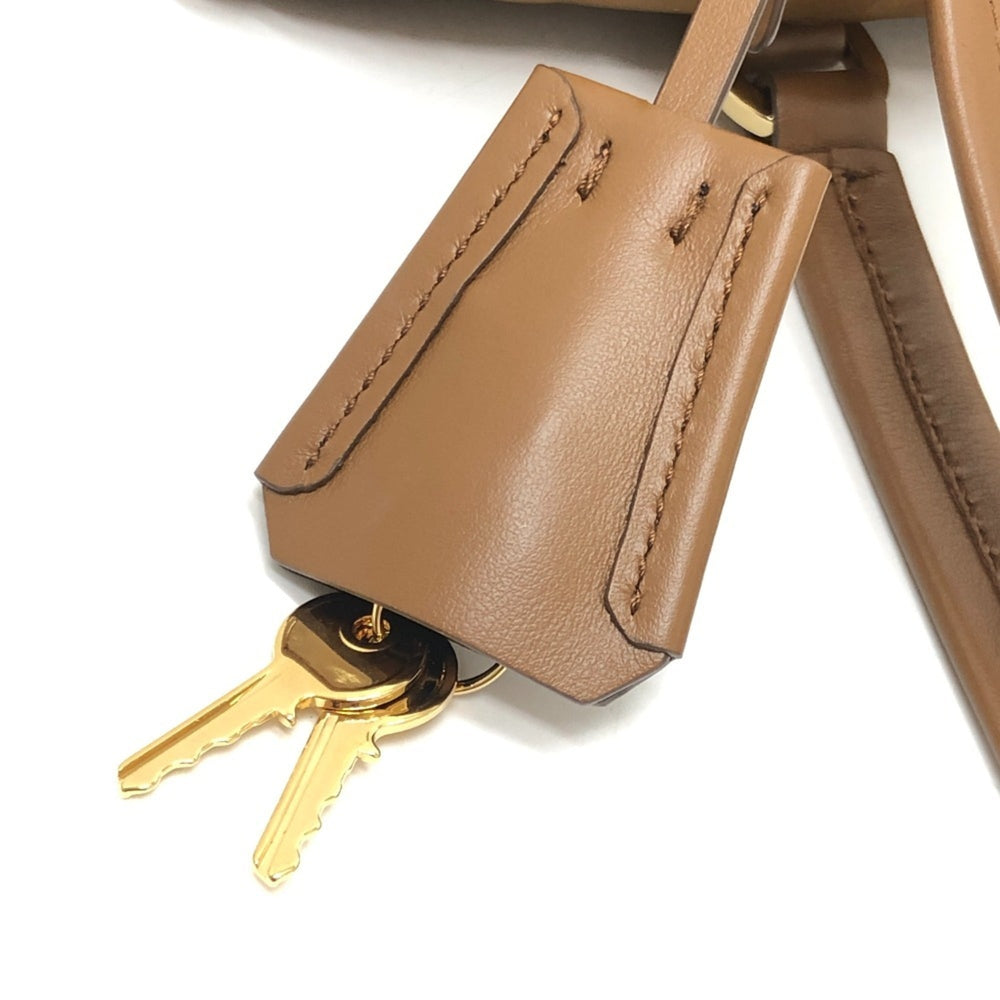 PRADA 1BB127 Padlock Top Handle Medium Shoulder Bag Nylon Leather Women's Brown Like New — Like New
