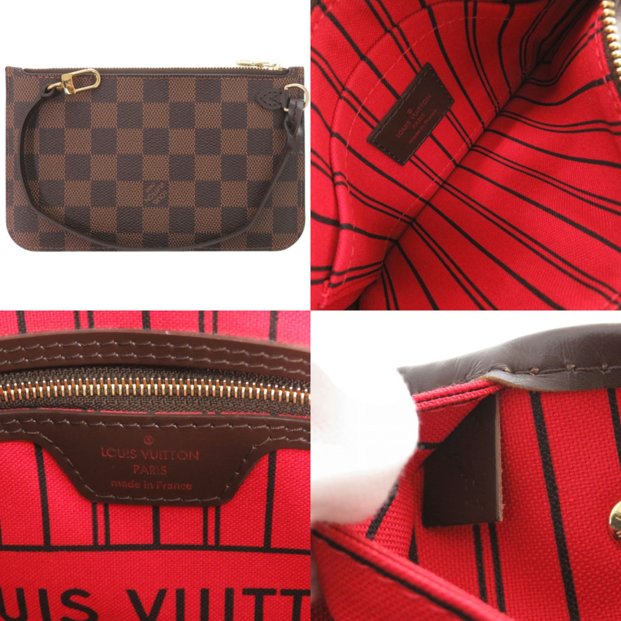 Louis Vuitton Neverfull PM Handbag with Pouch, Damier N41359 Cerise Tote Bag LV 0086 LOUIS VUITTON — Like New