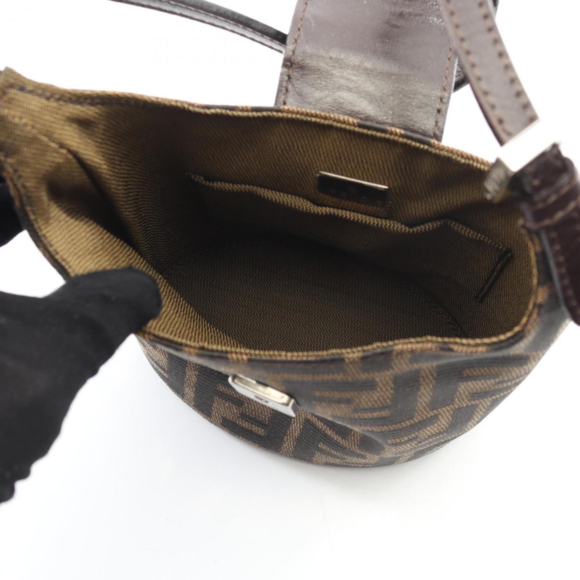 Fendi Zucca Shoulder Bag, Canvas and Leather, Women's, Brown