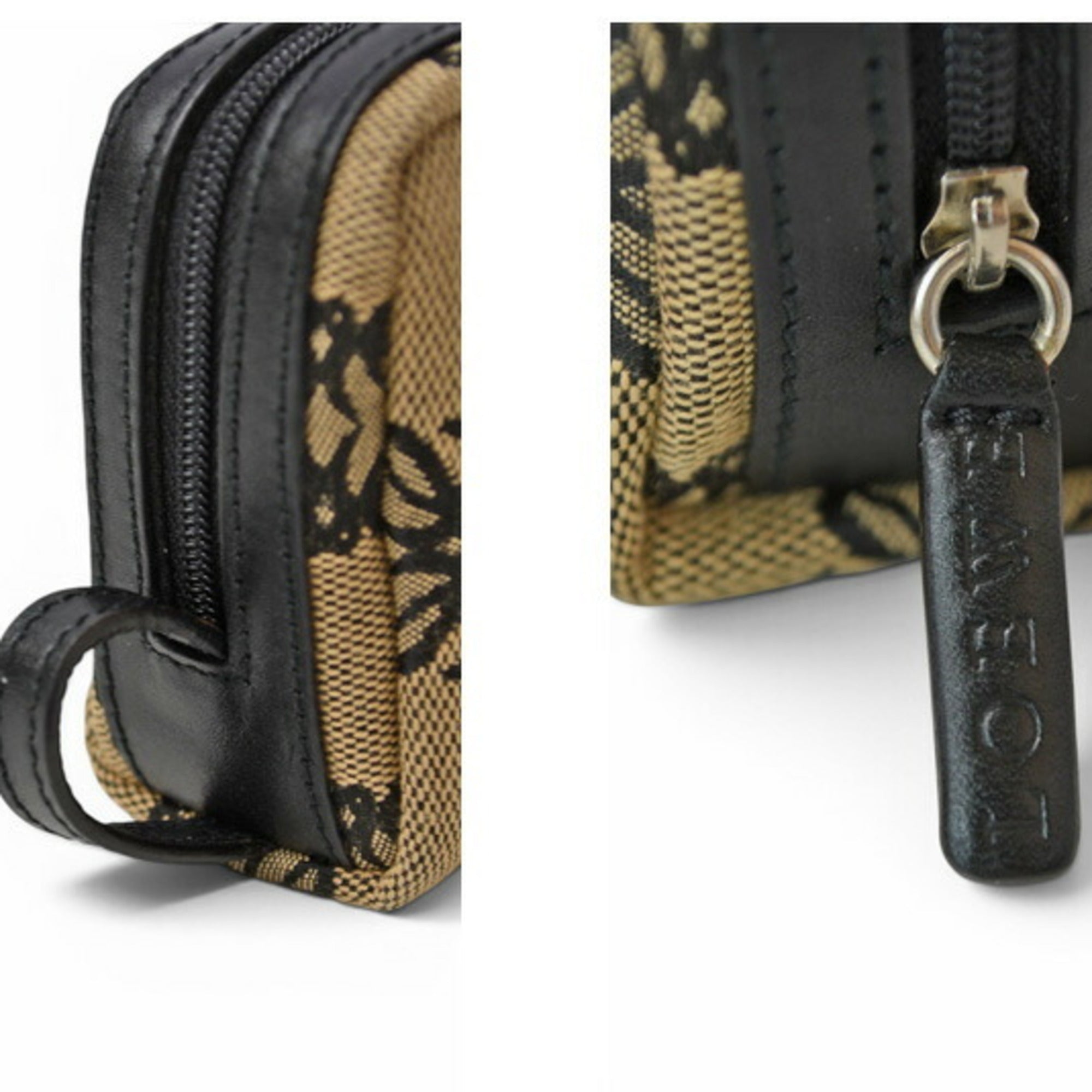 Loewe pouch, canvas Anagram design, beige, black — Like New