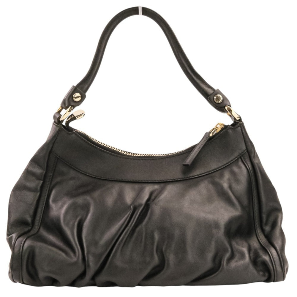 GUCCI Leather One-Shoulder Bag Handbag 190525 493075 Black Women's — Like New