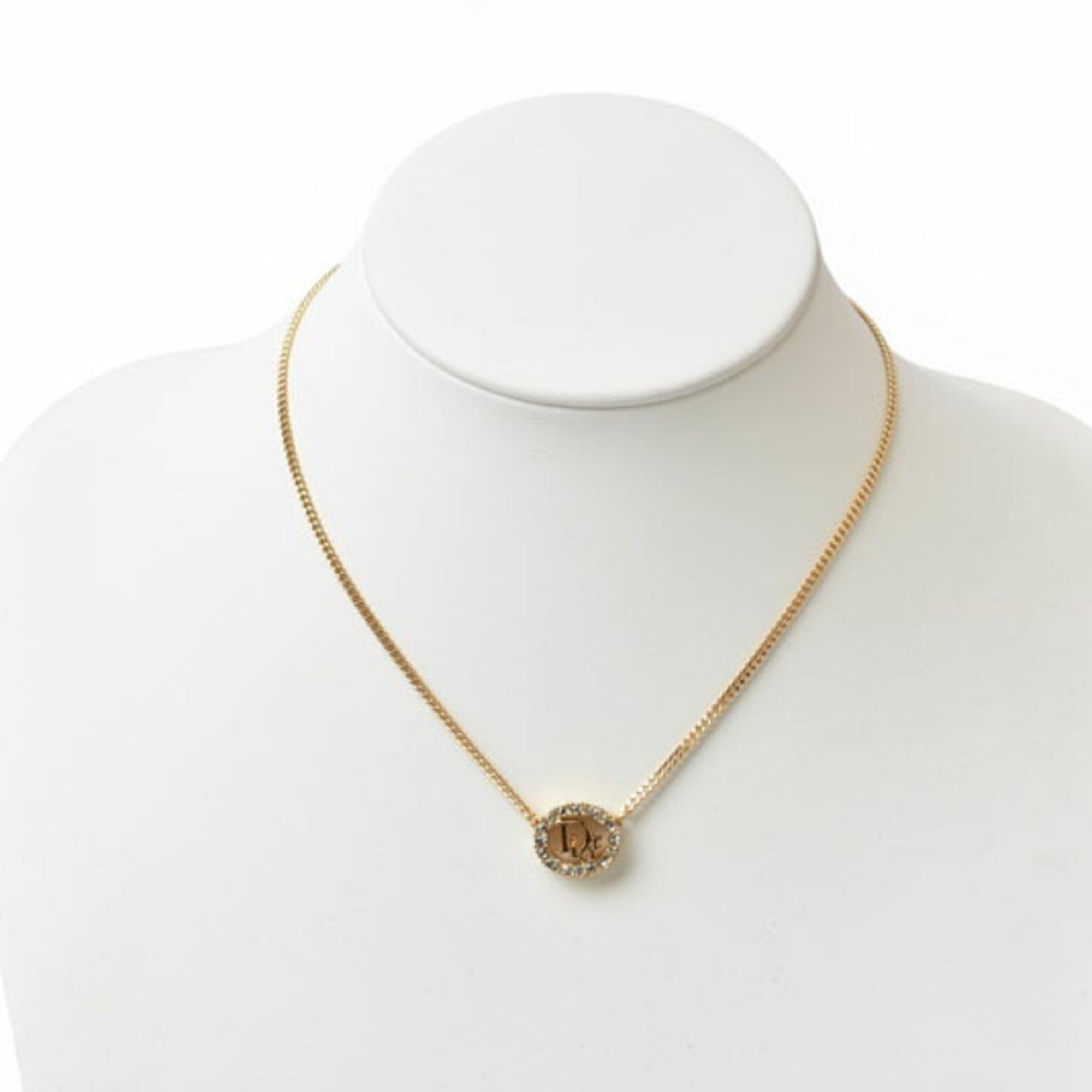 Christian Dior necklace, rhinestone, gold — Like New