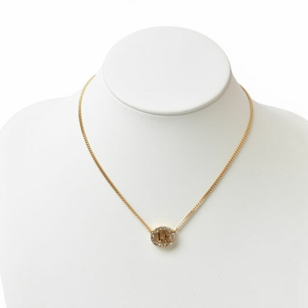Christian Dior necklace, rhinestone, gold — Like New
