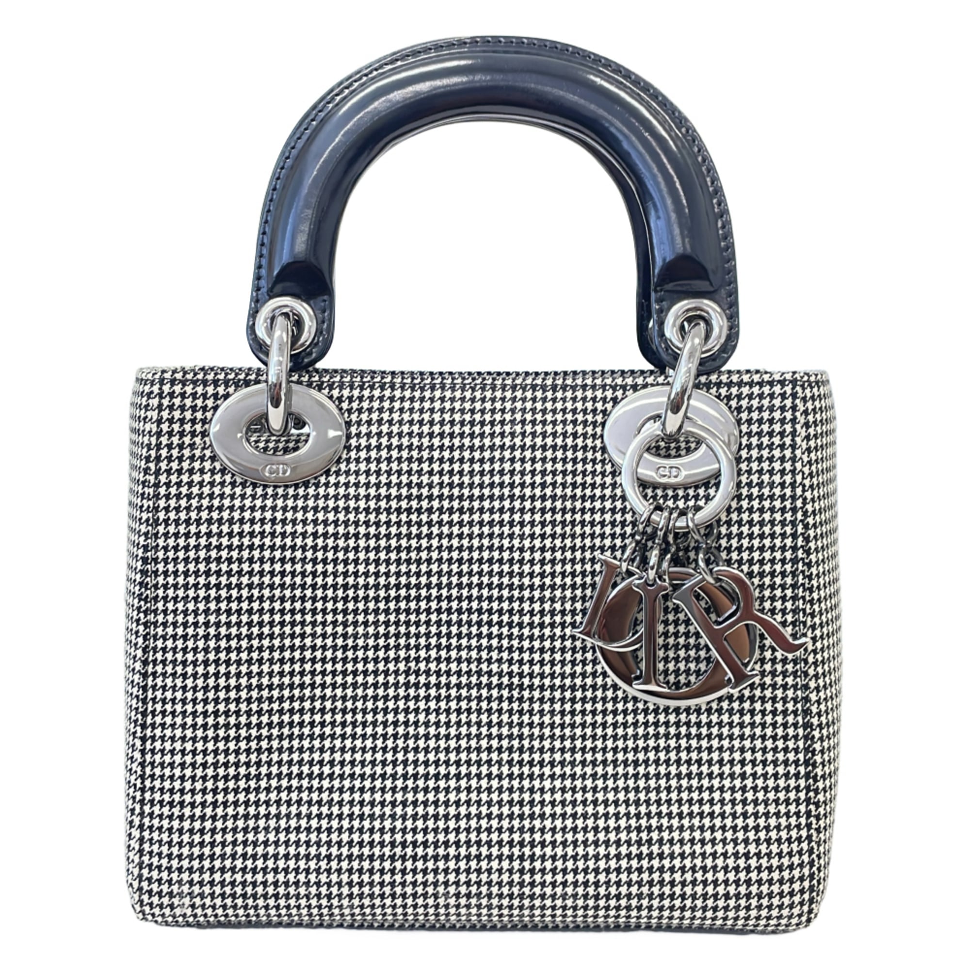 Christian Dior Lady Mini Houndstooth Shoulder Bag MA-0969 Gray Women's — Like New