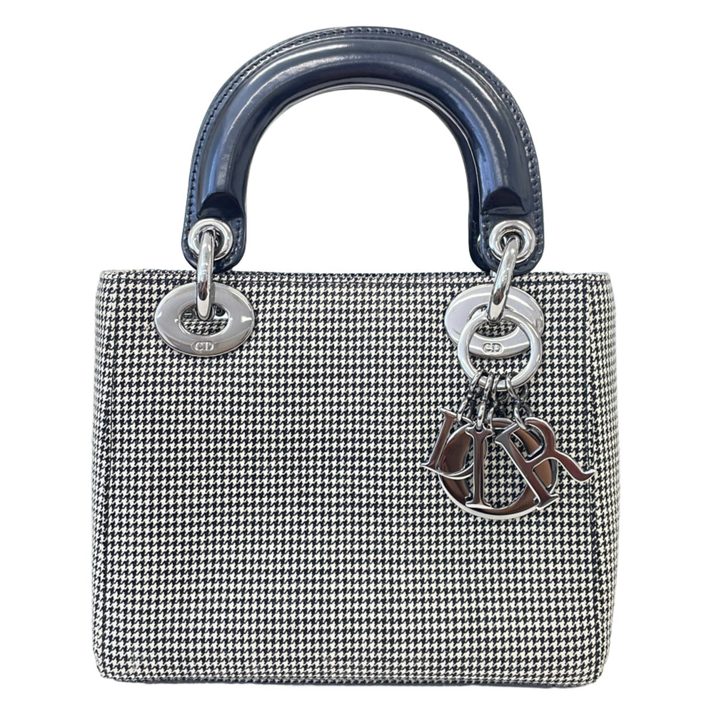 Christian Dior Lady Mini Houndstooth Shoulder Bag MA-0969 Gray Women's — Like New