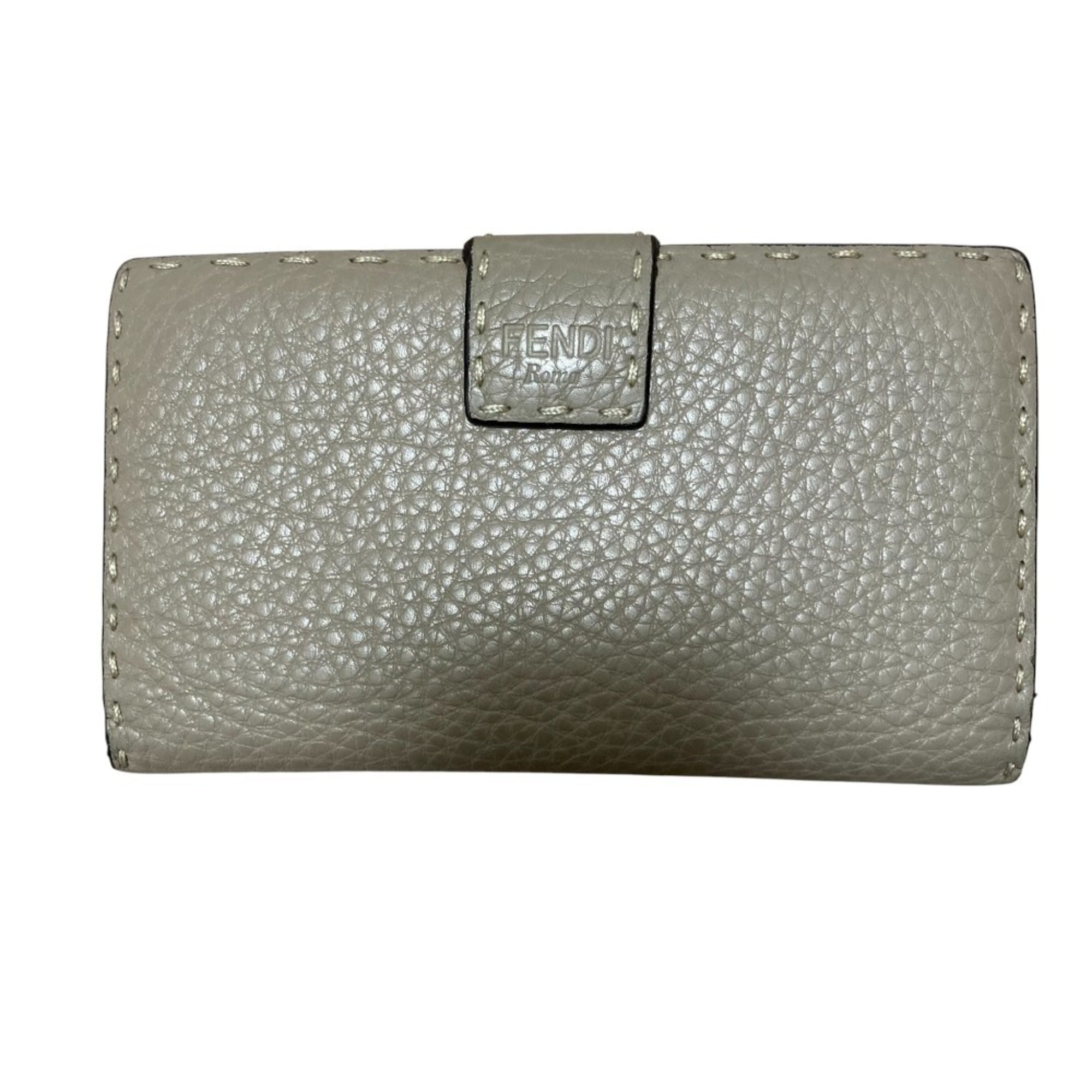 FENDI Selleria Turnlock Peekaboo Long Wallet in Greige for Women