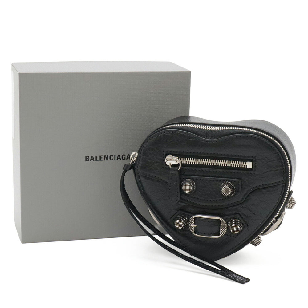 BALENCIAGA Le Cagole Heart Pouch Multi Box Leather Black 771674 — New - Store Return