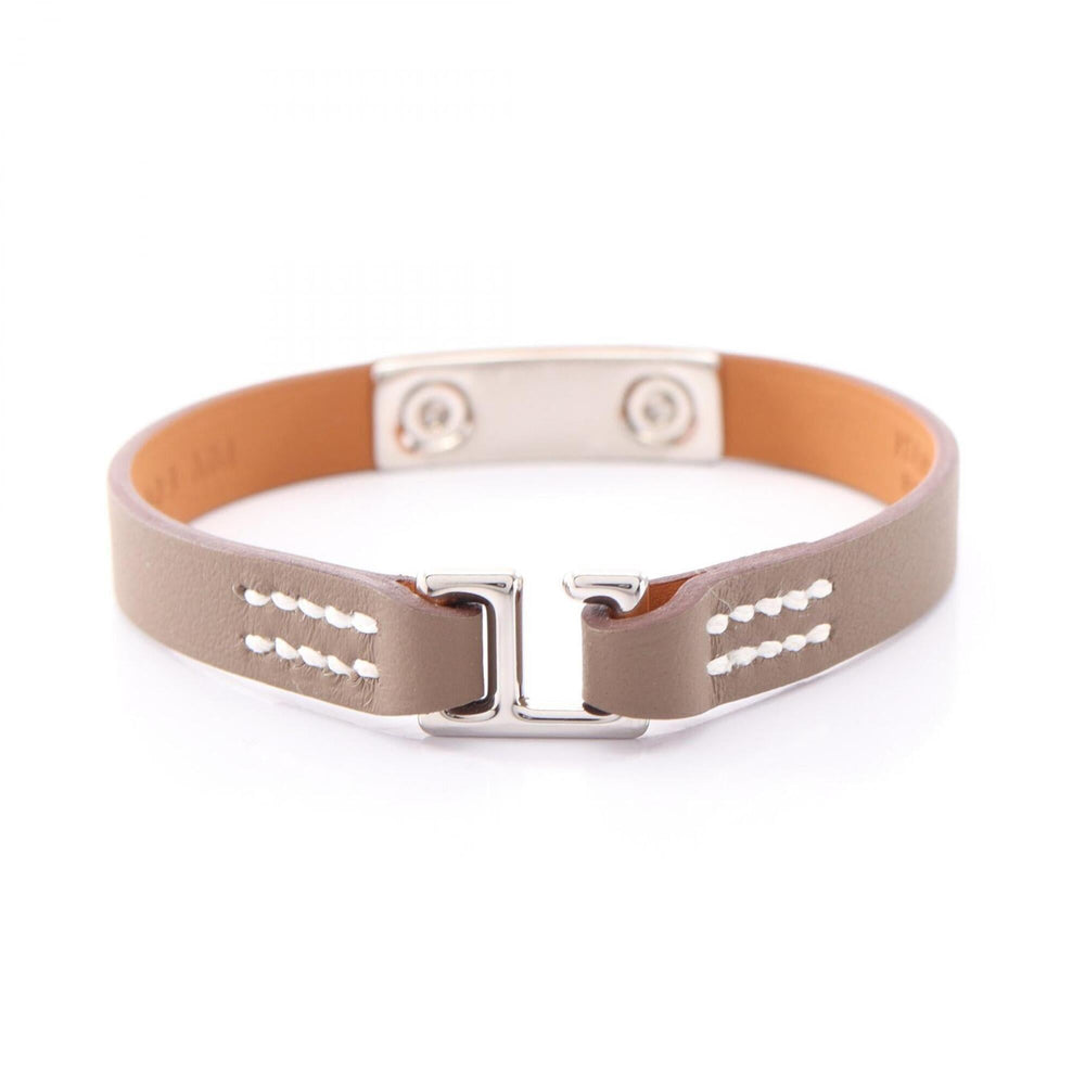 Hermes Rivale Mini Etoupe Bracelet, Stainless Steel, Veau Swift Leather, Women's, Gray/Silver Tone, M2009 — New - Store Return