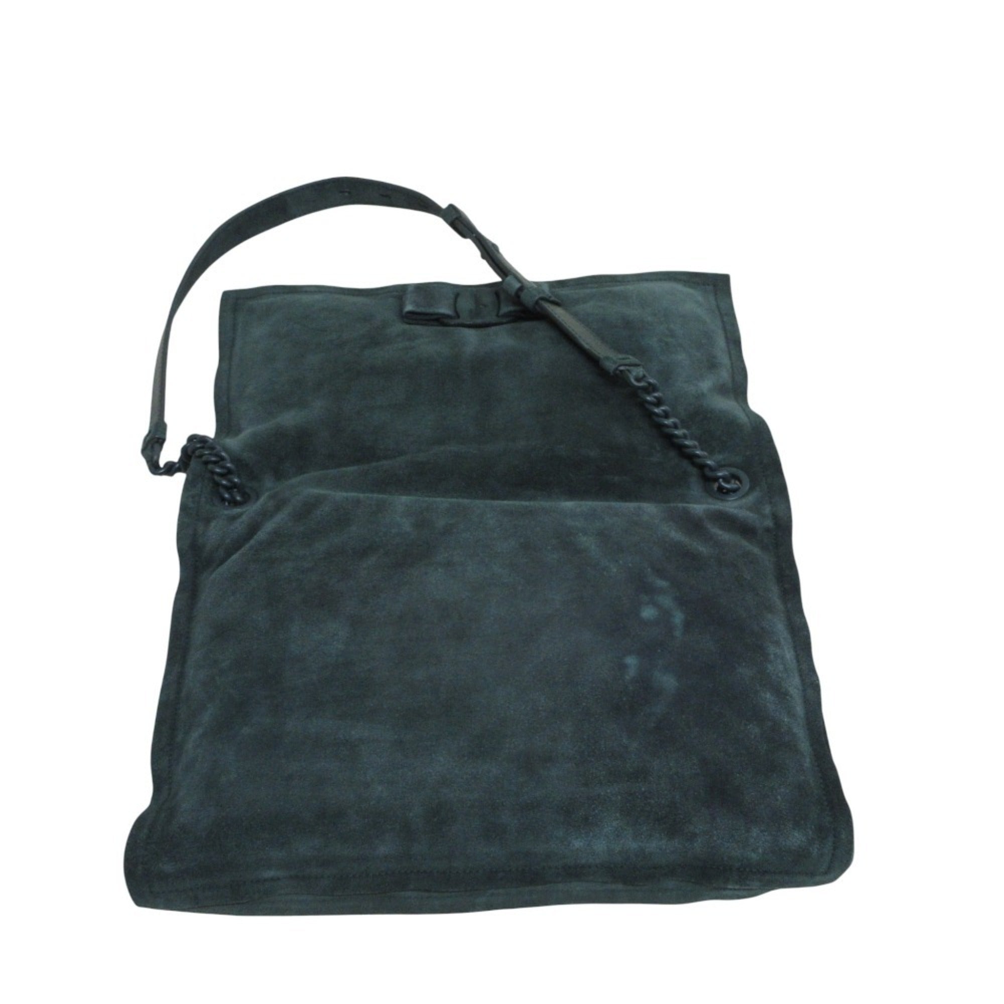 Salvatore Ferragamo VIVA BOW Vara Ribbon Suede Chain Shoulder Bag GG-211189 Green Women's