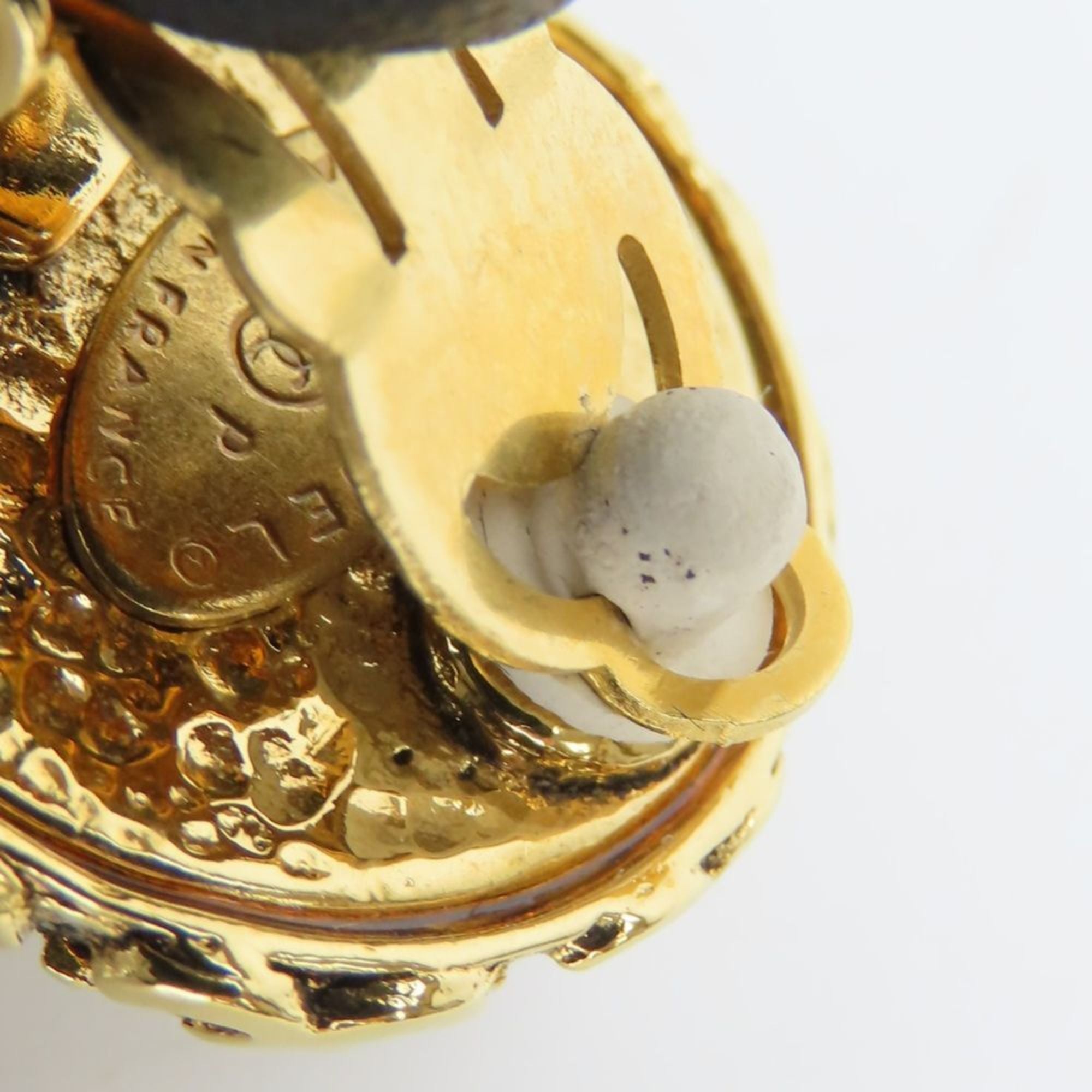 Chanel Coco Mark Metal Earrings with Faux Pearl and Gold Plated 94P Women's CHANEL