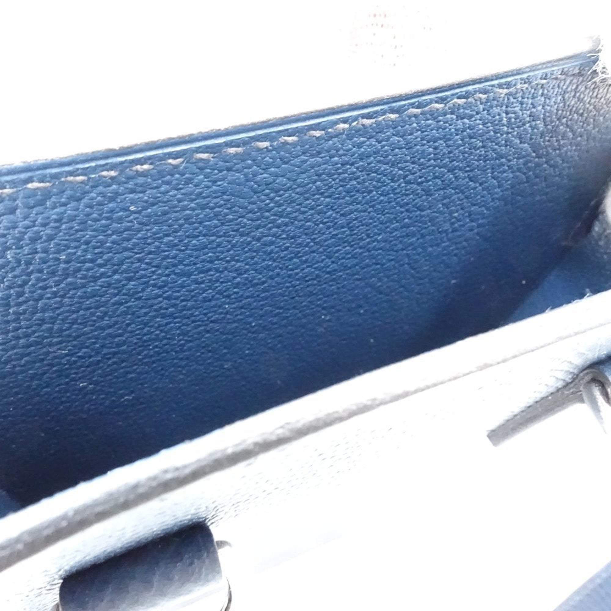 HERMES Aka Box WNN005 Pochette Shoulder Bag in Leather, Blue de Plus, Women's, 188592 — Like New