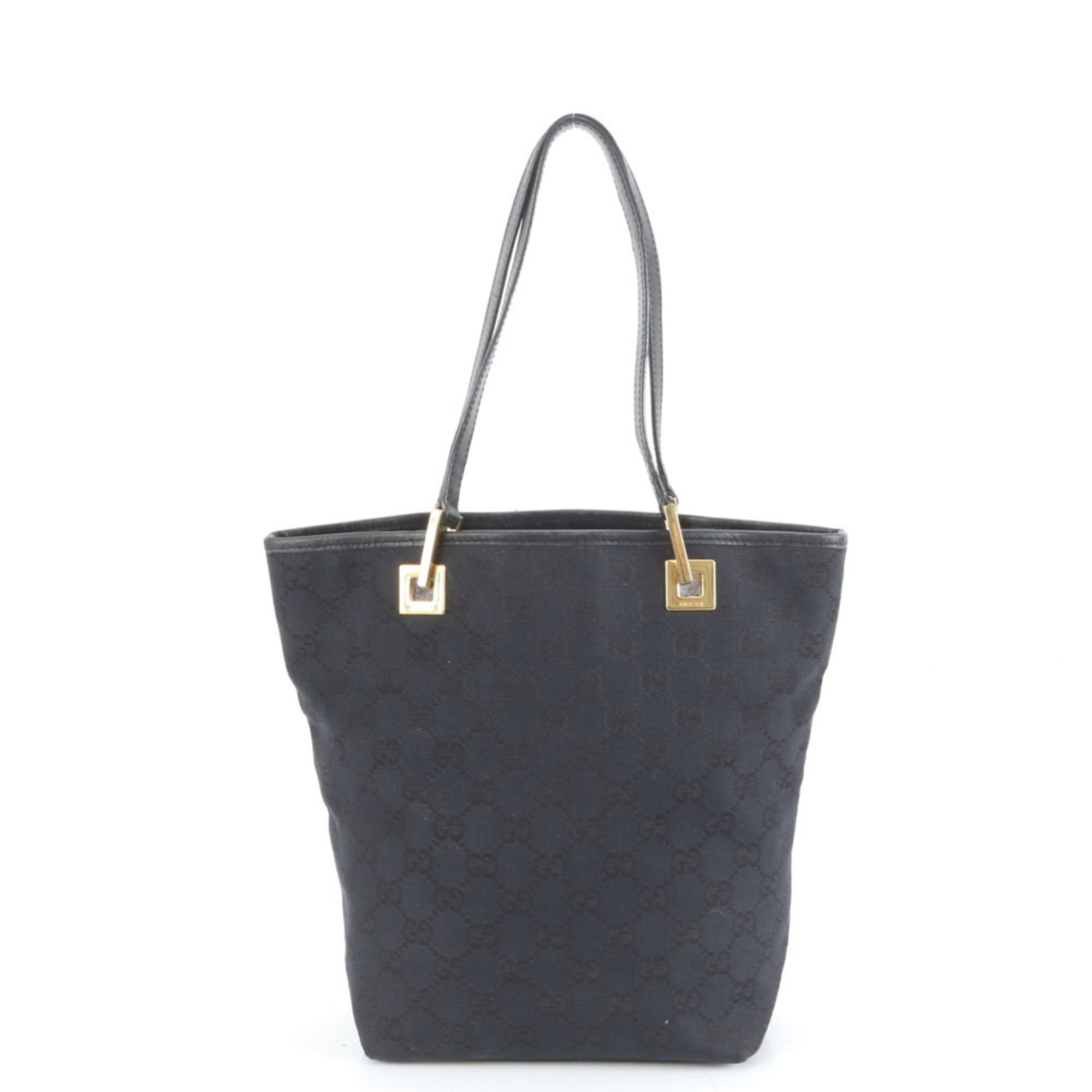 Gucci GG Canvas 002-1099 Leather Tote Bag Shoulder Handbag Gold Hardware Women's