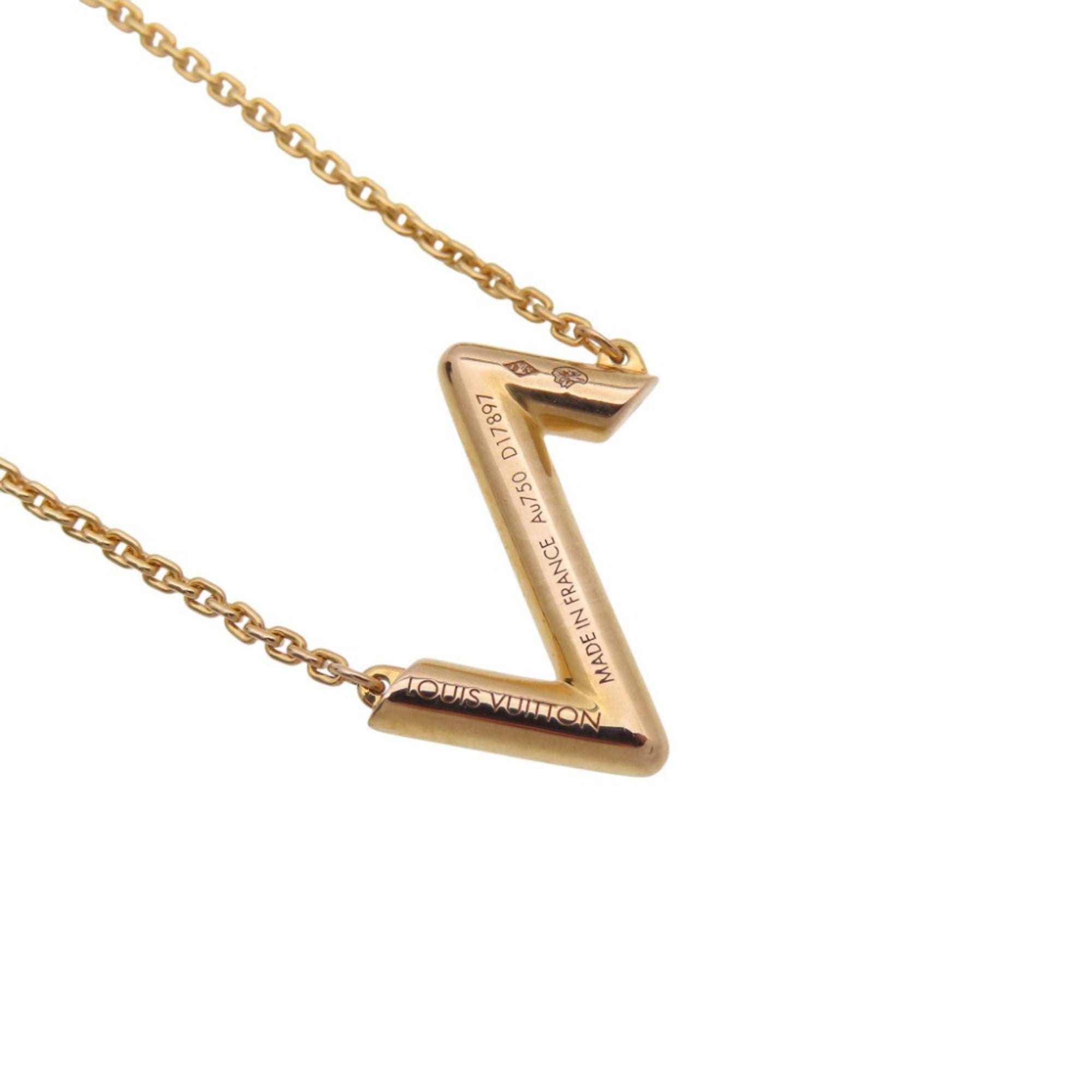 Louis Vuitton LV Vault Upside Down 750PG Necklace 18KPG Pink Gold Q93868 1351 LOUIS VUITTON Jewelry — Like New