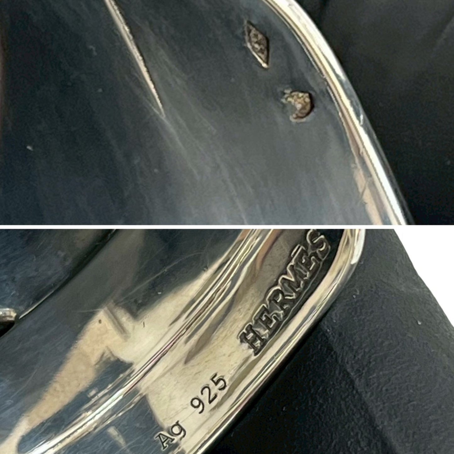 HERMES Debrid Bracelet, 925 Sterling Silver, Bangle, Men's/Women's, 474-5