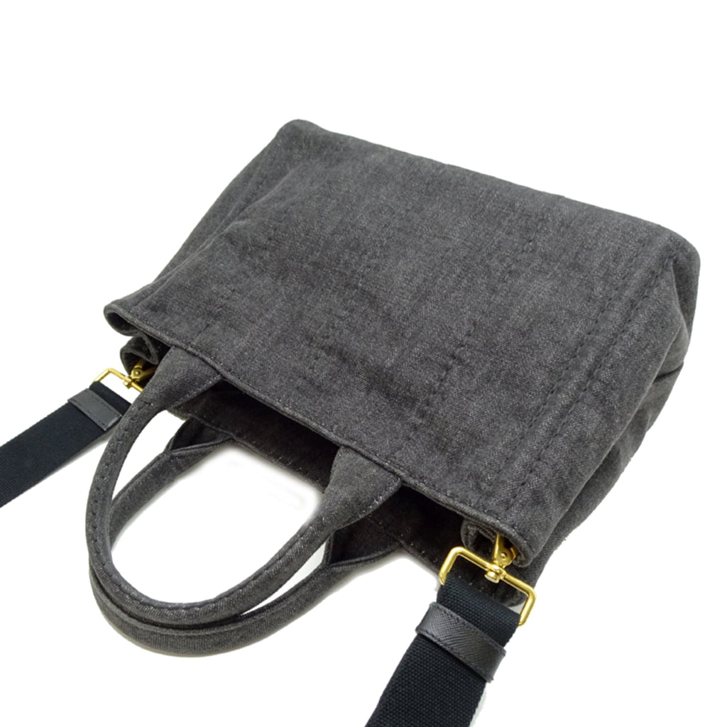 Prada Canapa Women's Tote Bag B2439G Denim NERO (Black)