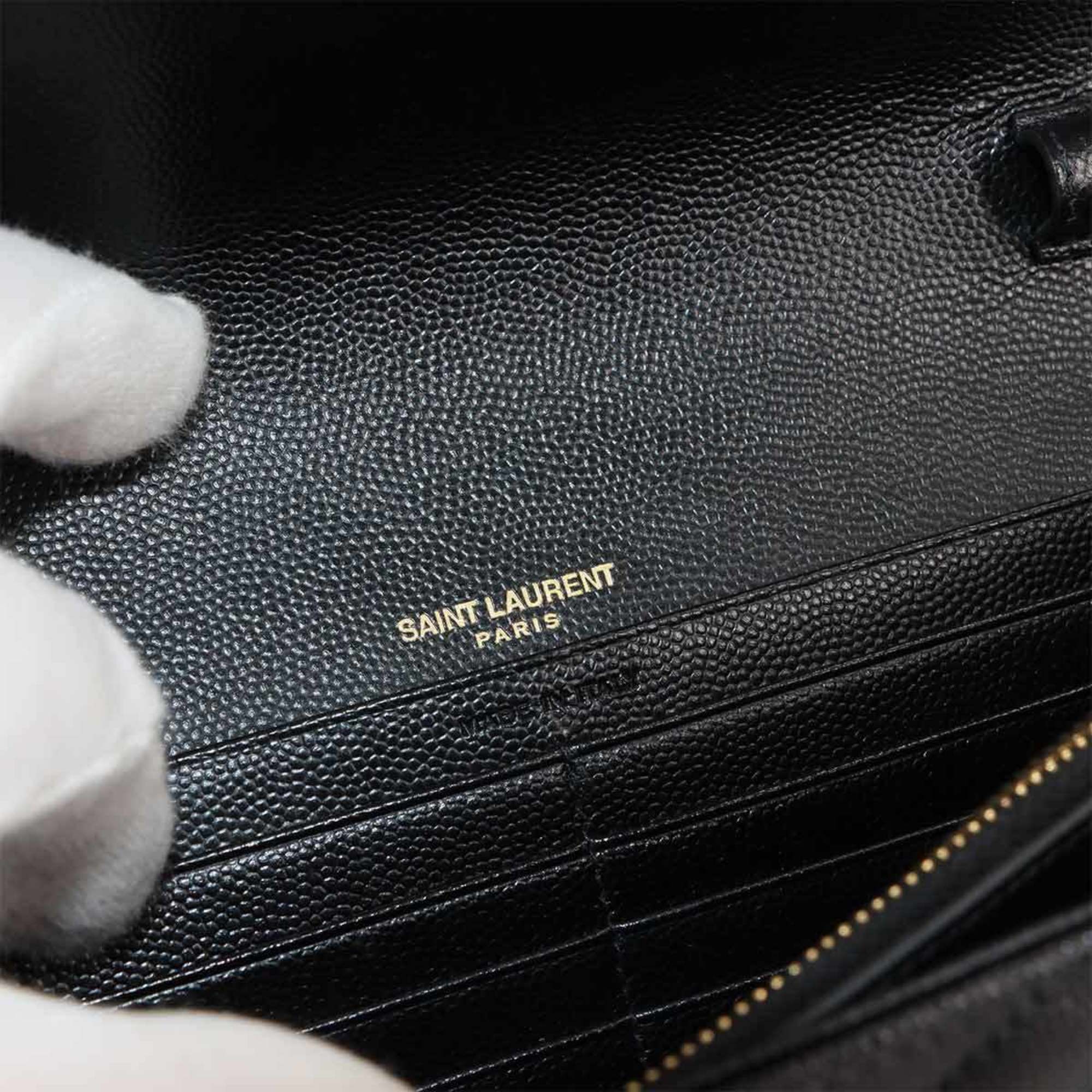 Saint Laurent Cassandra Chain Wallet, black leather with gold hardware, model 377828.