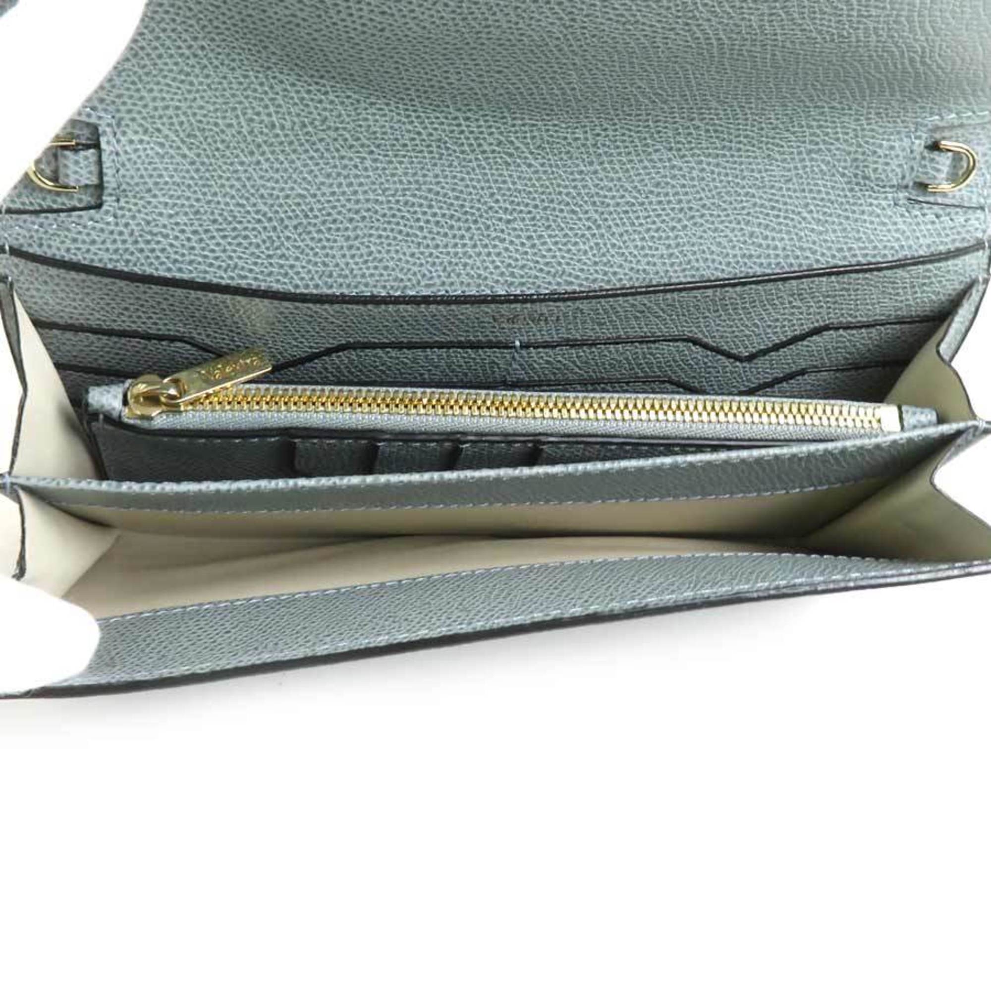 Valextra Chain Wallet Iside Leather Blue Grey Women's 90069a