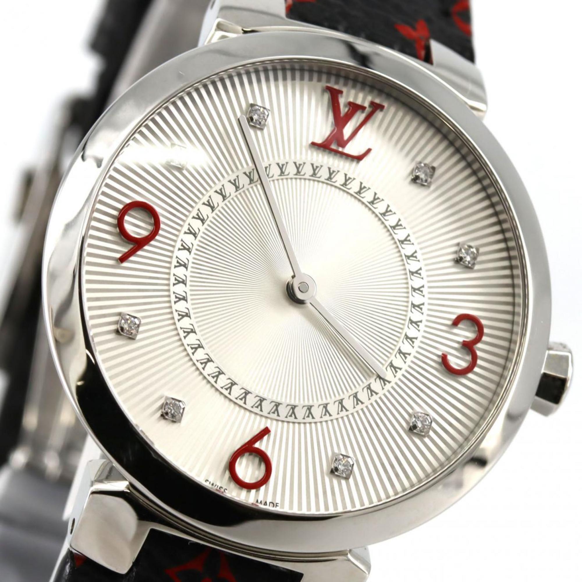 Louis Vuitton Tambour Monogram 8P Q13MJA Stainless Steel Quartz Watch — Very Good