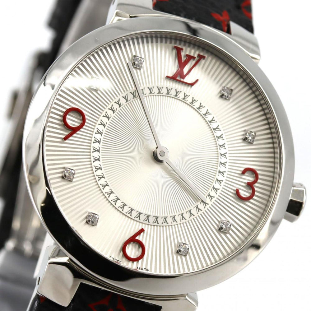 Louis Vuitton Tambour Monogram 8P Q13MJA Stainless Steel Quartz Watch — Very Good