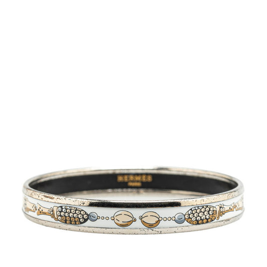 Hermes enamel bangle silver white multicolor metal women's HERMES