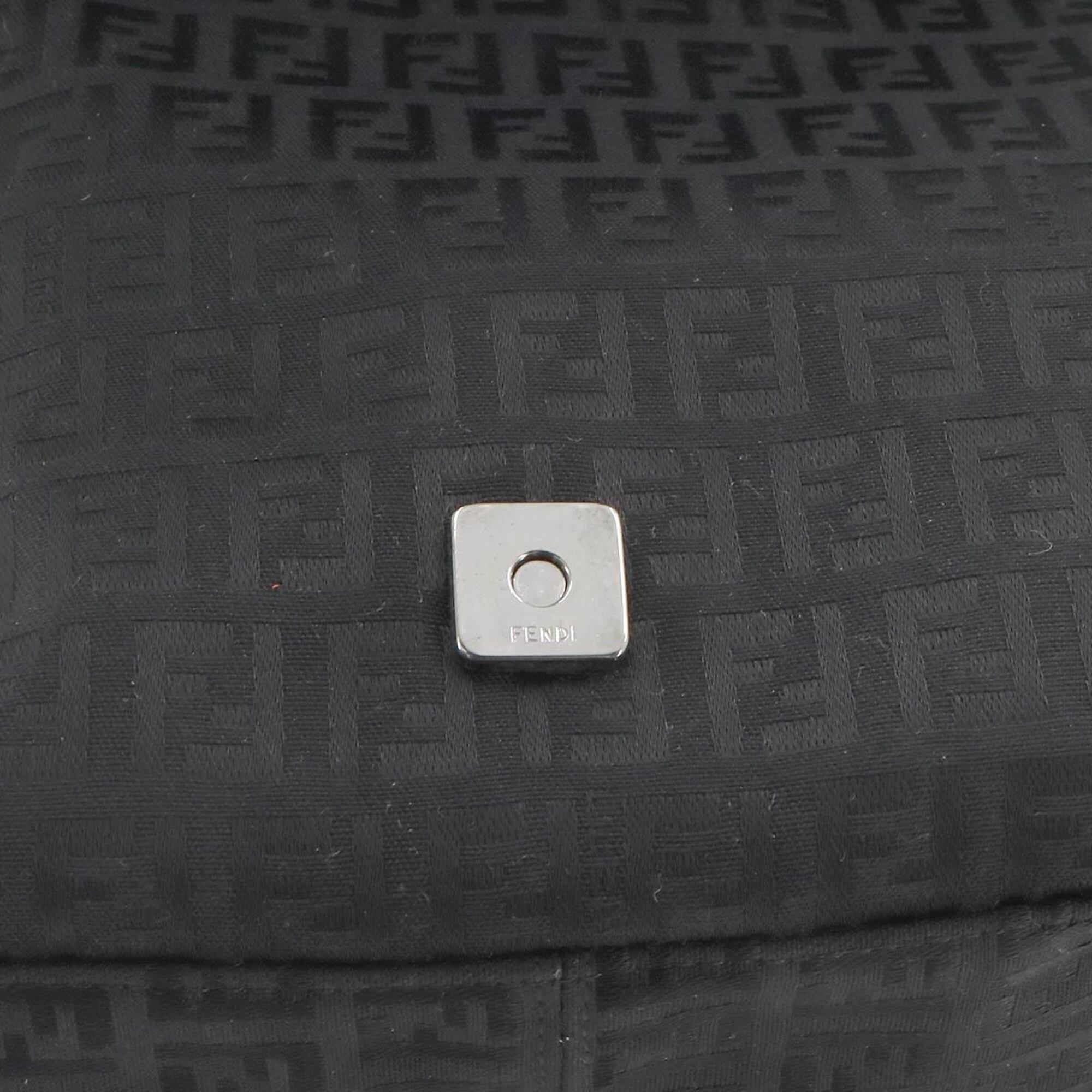 Fendi Zucchino Mamma Baguette Shoulder Handbag, Canvas, Black, 8BR001, Silver Hardware — Like New