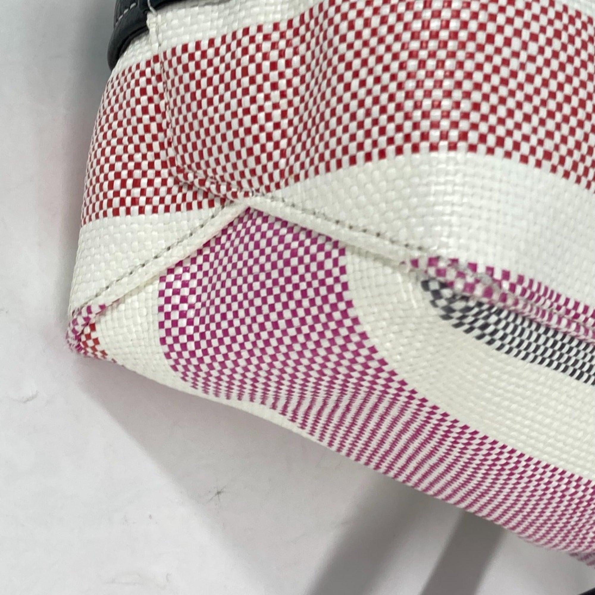 Balenciaga 671404 stripe 2WAY Shoulder Bag Crossbody Tote Bag Hand Bag pink Black x White — Like New