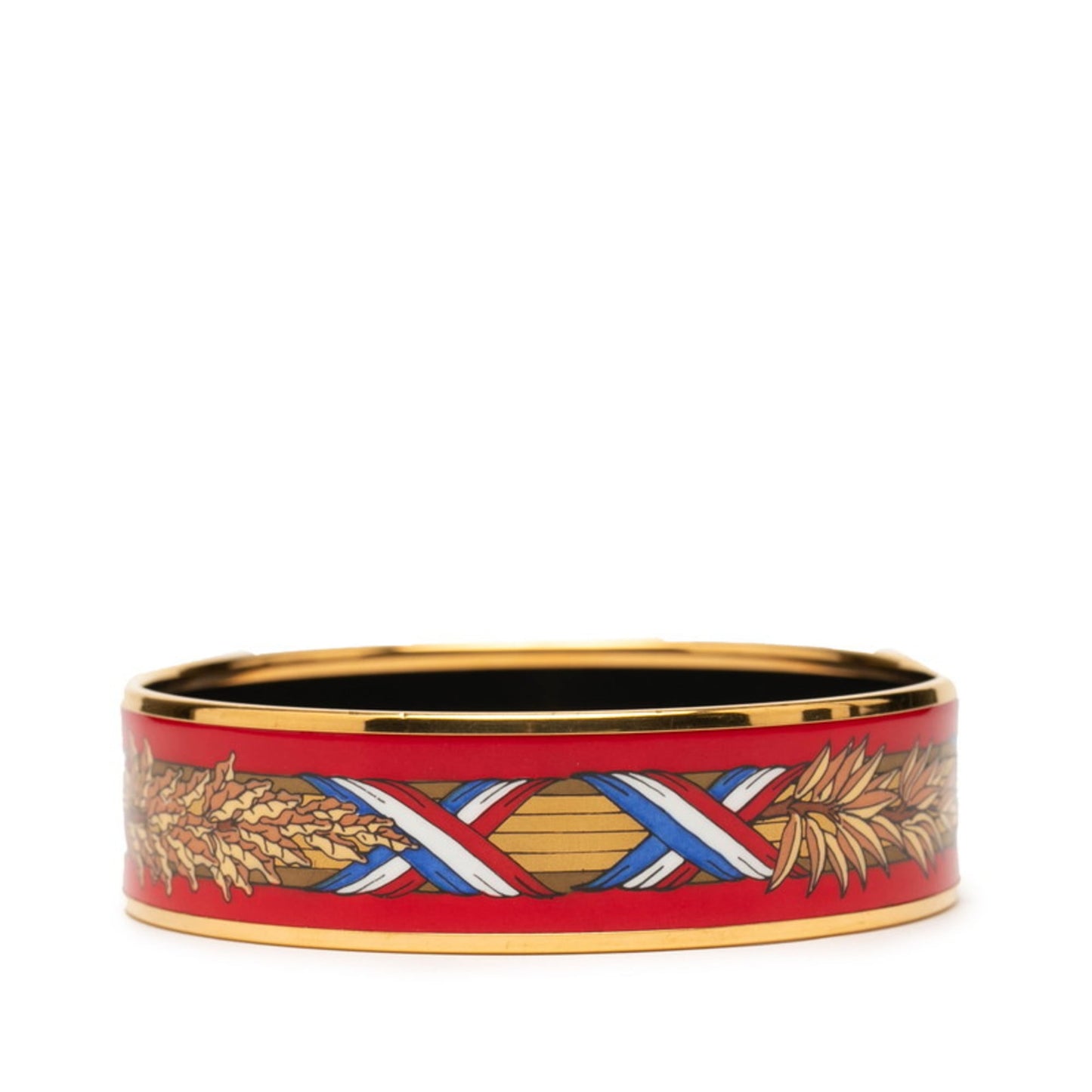 Hermes GM Enamel Cloisonné Bracelet in Gold, Red, and Multicolor Plated for Women