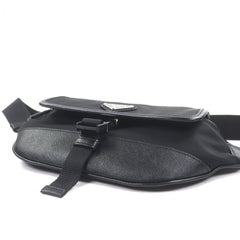 PRADA 2VH176 Nylon Leather Triangle Logo Plate Re-Nylon Body Bag Black Made in Italy Men's — Like New