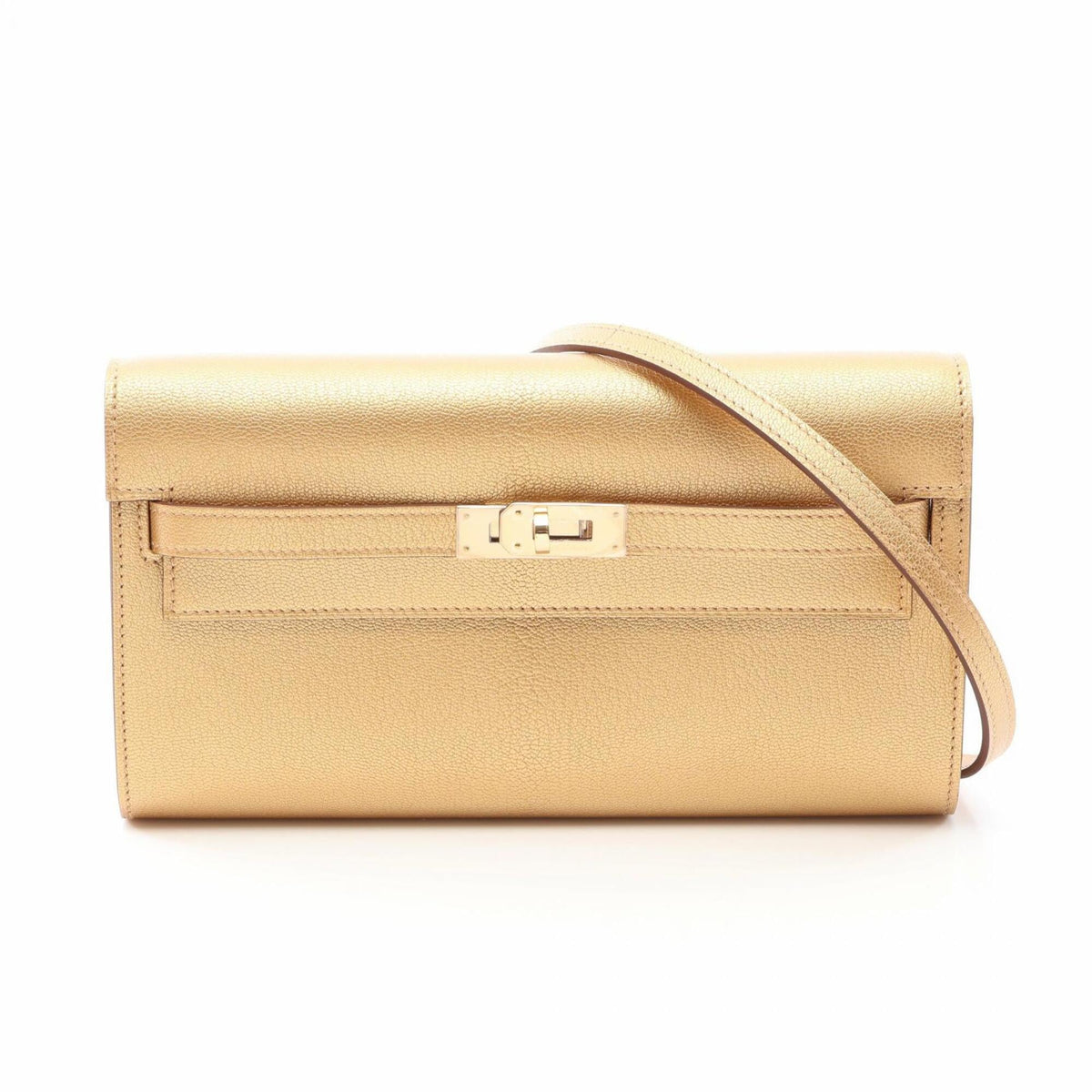 Hermes Kelly To Go Dore Shoulder Bag/Handbag, Chevre Shamkira Leather, Women's, Gold Tone — New - Store Return