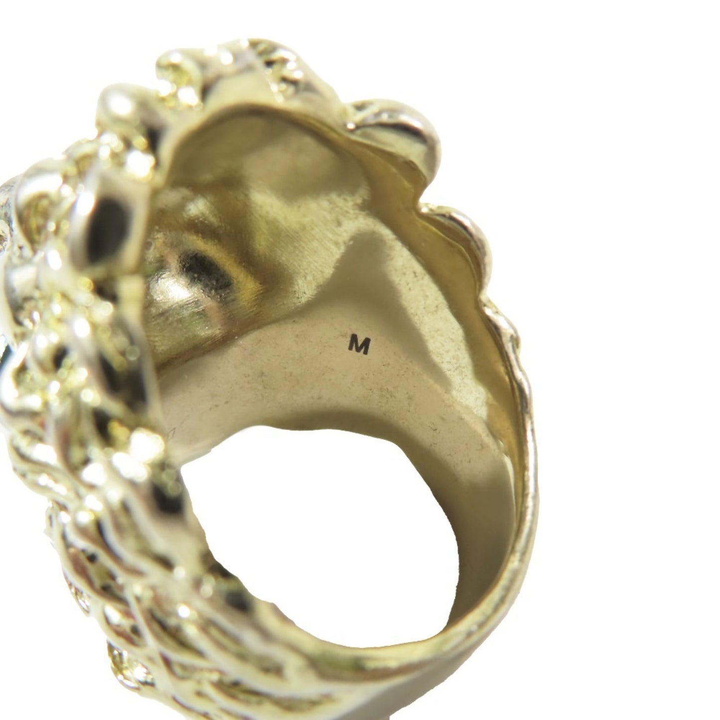 GUCCI Lion Head Ring Emerald Green Accessory Gold M Men's