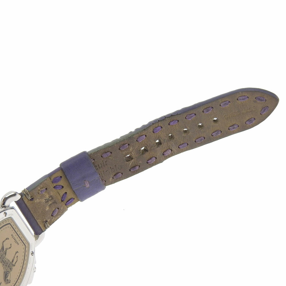 FENDI Celeria Watch 8400M Stainless Steel x Embossed Leather Quartz Small Second White Shell Dial Boys — Very Good